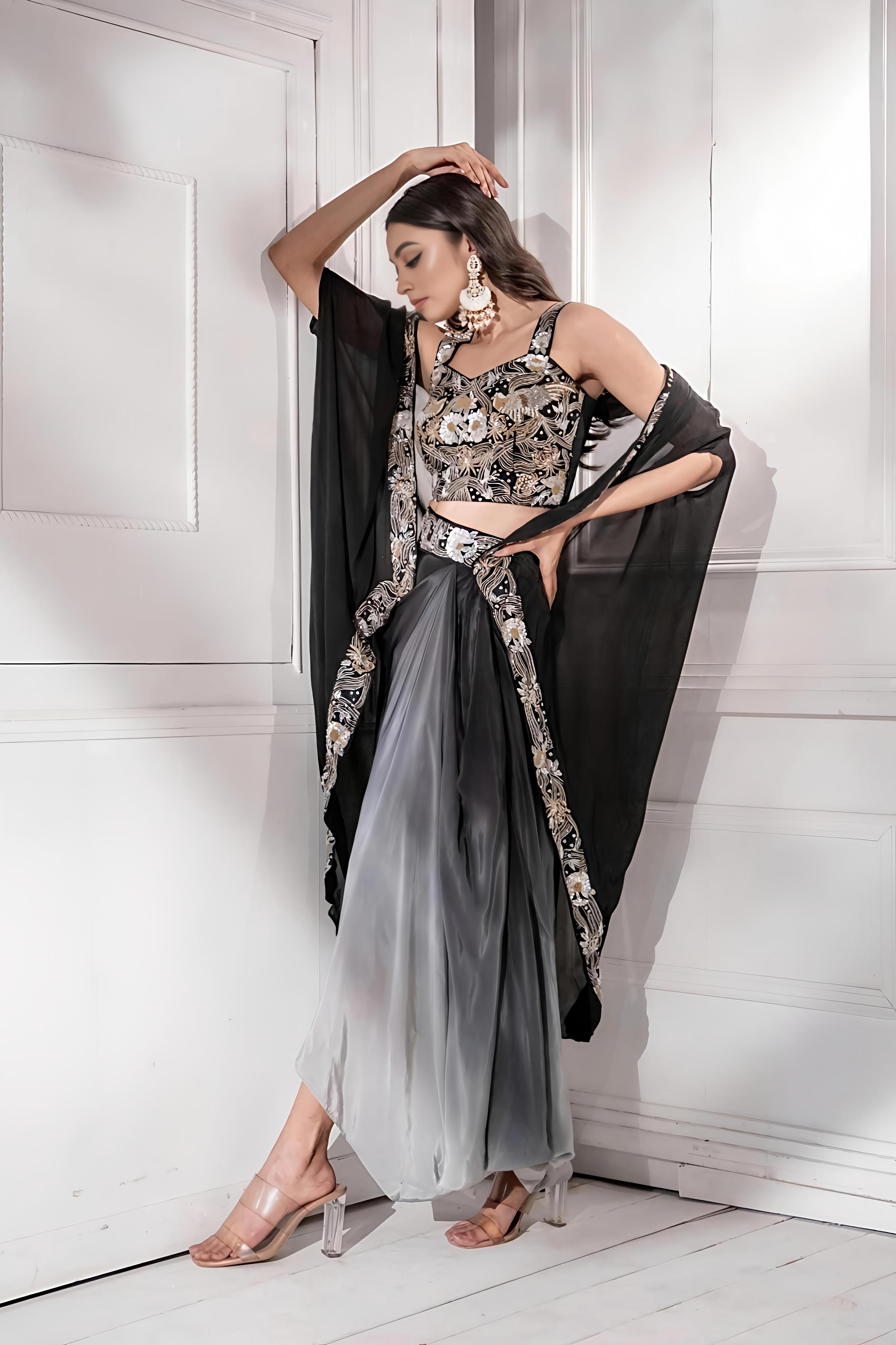 Black Ombre Cape Set