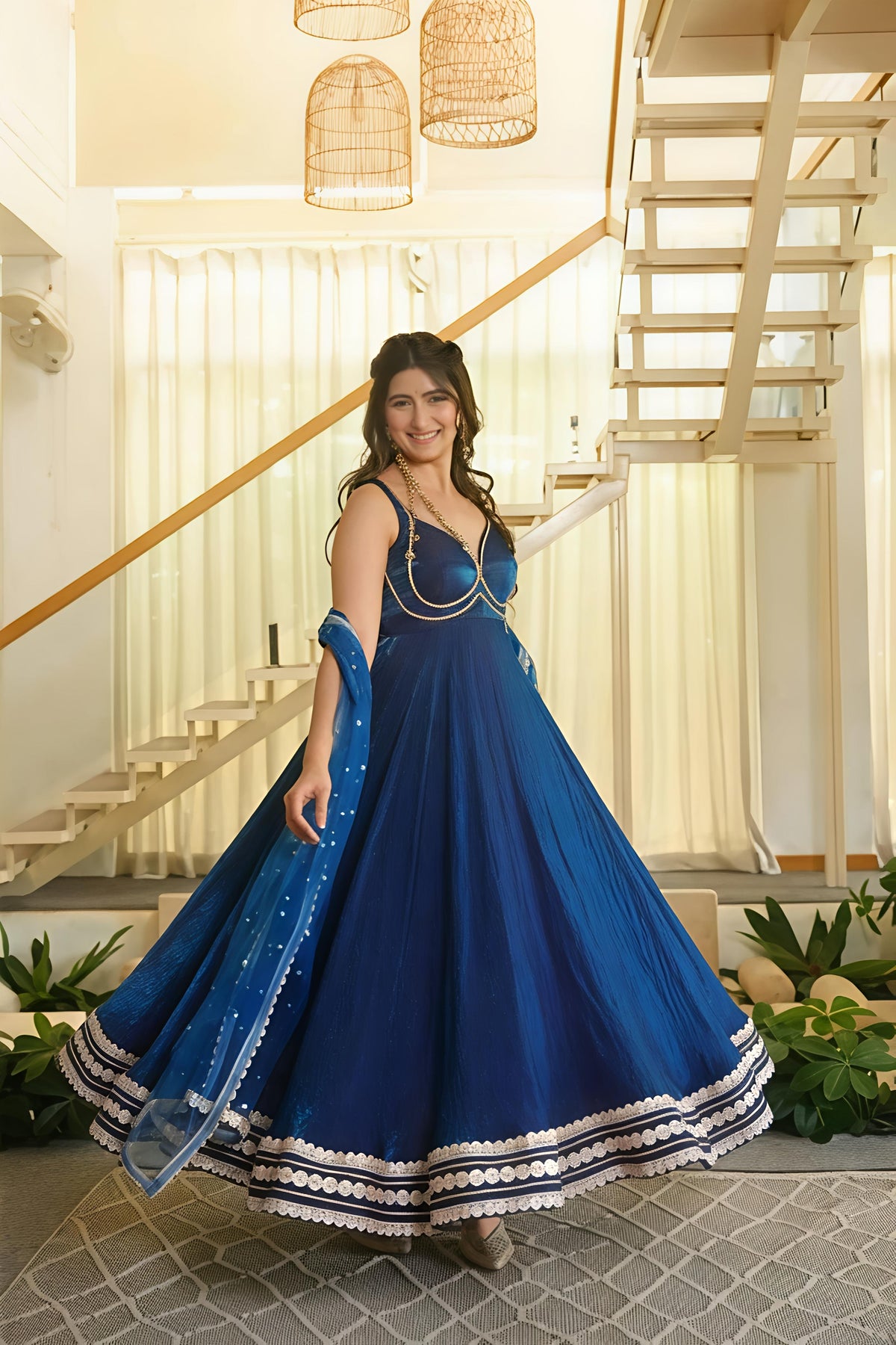 Elegant Gown With Pent Set