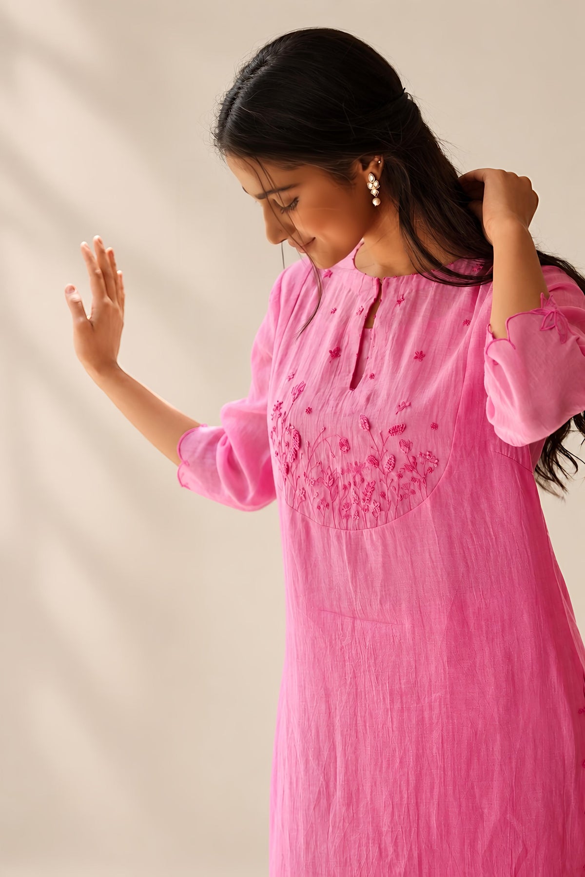 Pink Mishri Chanderi Kurta Set