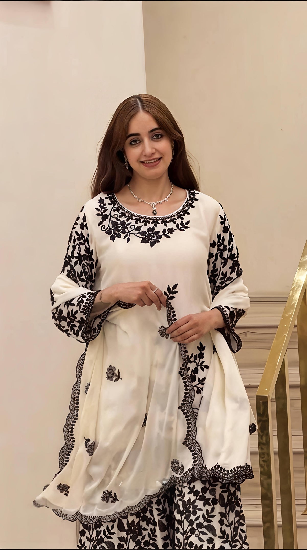 Faux Georgette Embroidery Sequence Sharara Set