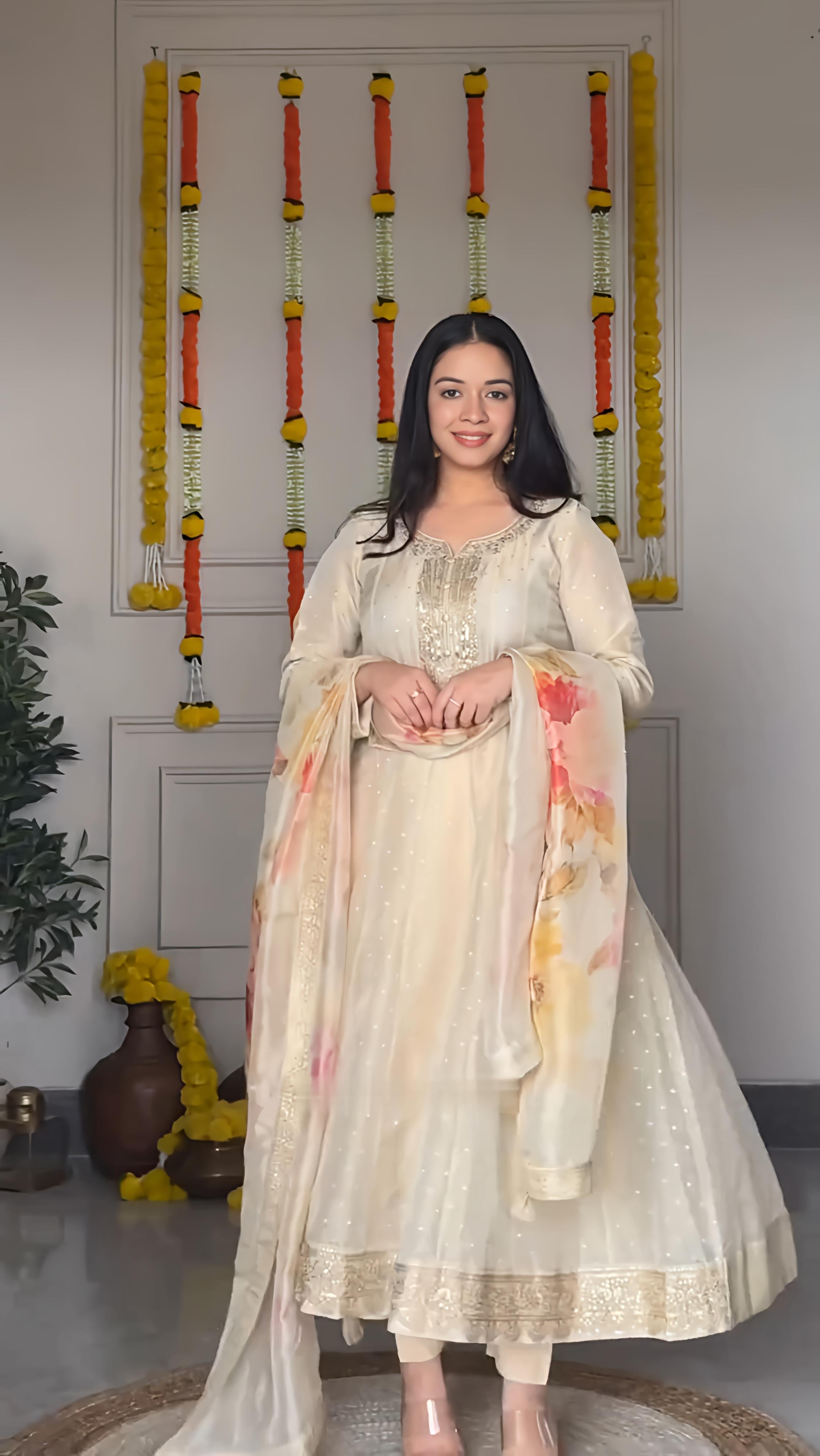 Off-White Anarkali Suit Set