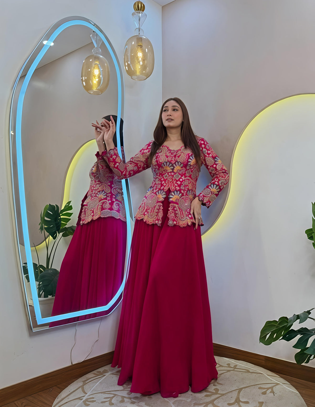 Rani Pink Sharara Style Cord Set