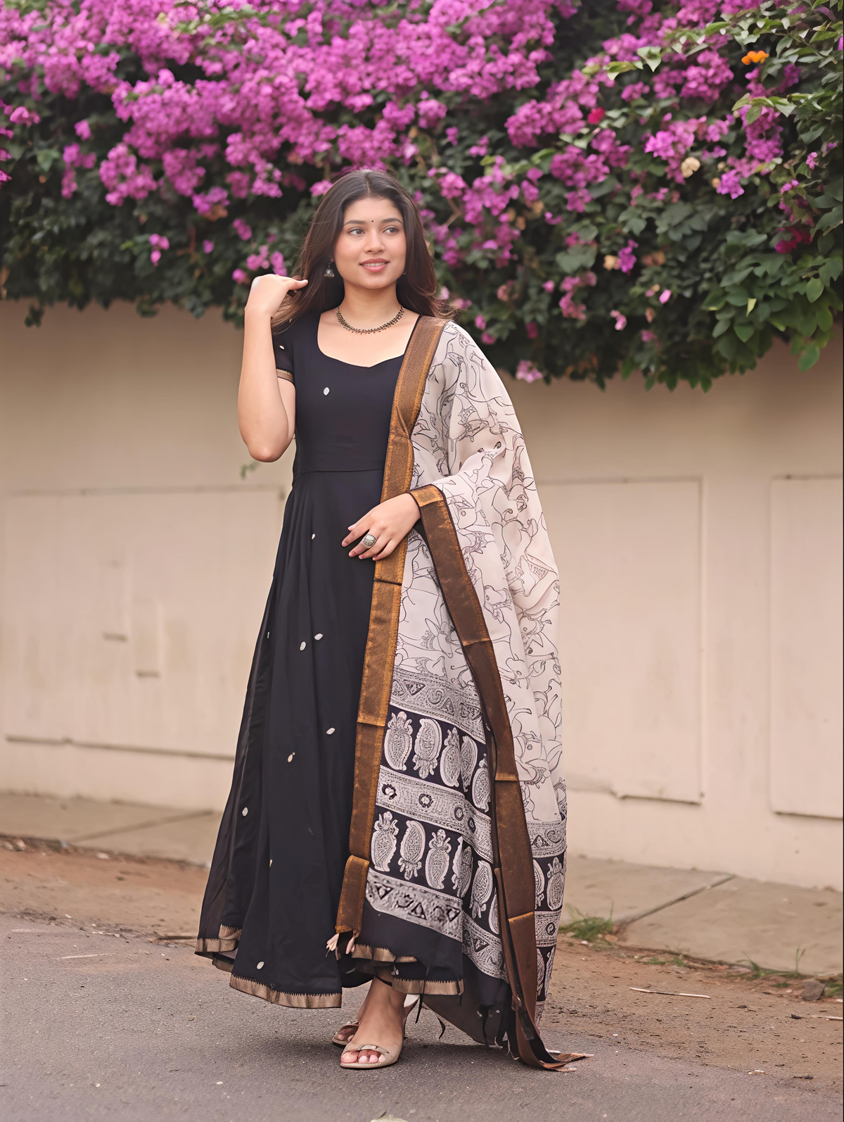 Vedha Narayanpet Kalamkari Anarkali Set