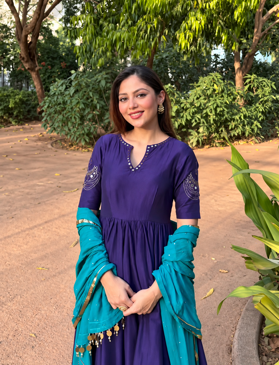 Purple Anarkali Suit Set