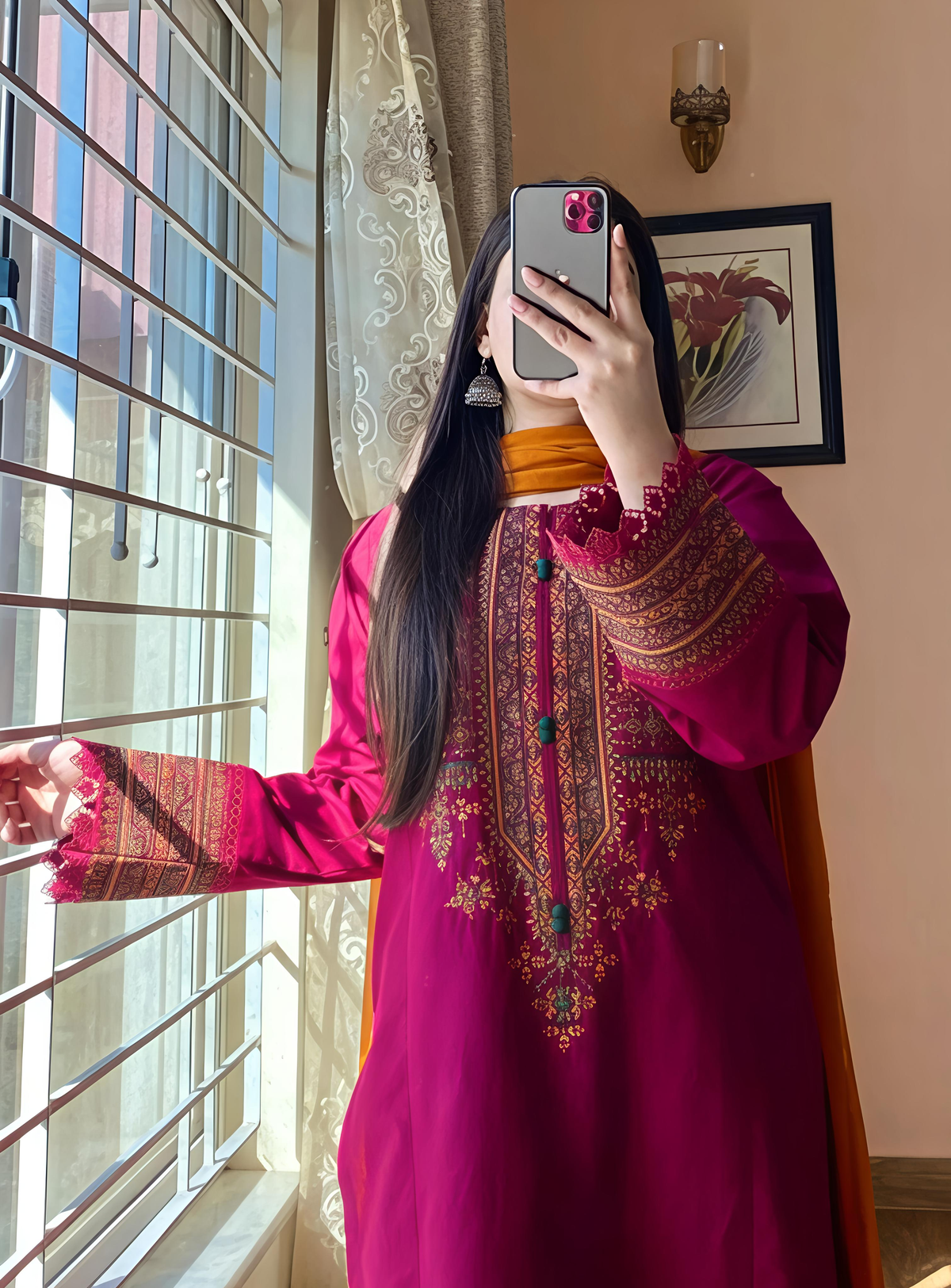 Crimson Embroidered Suit Set