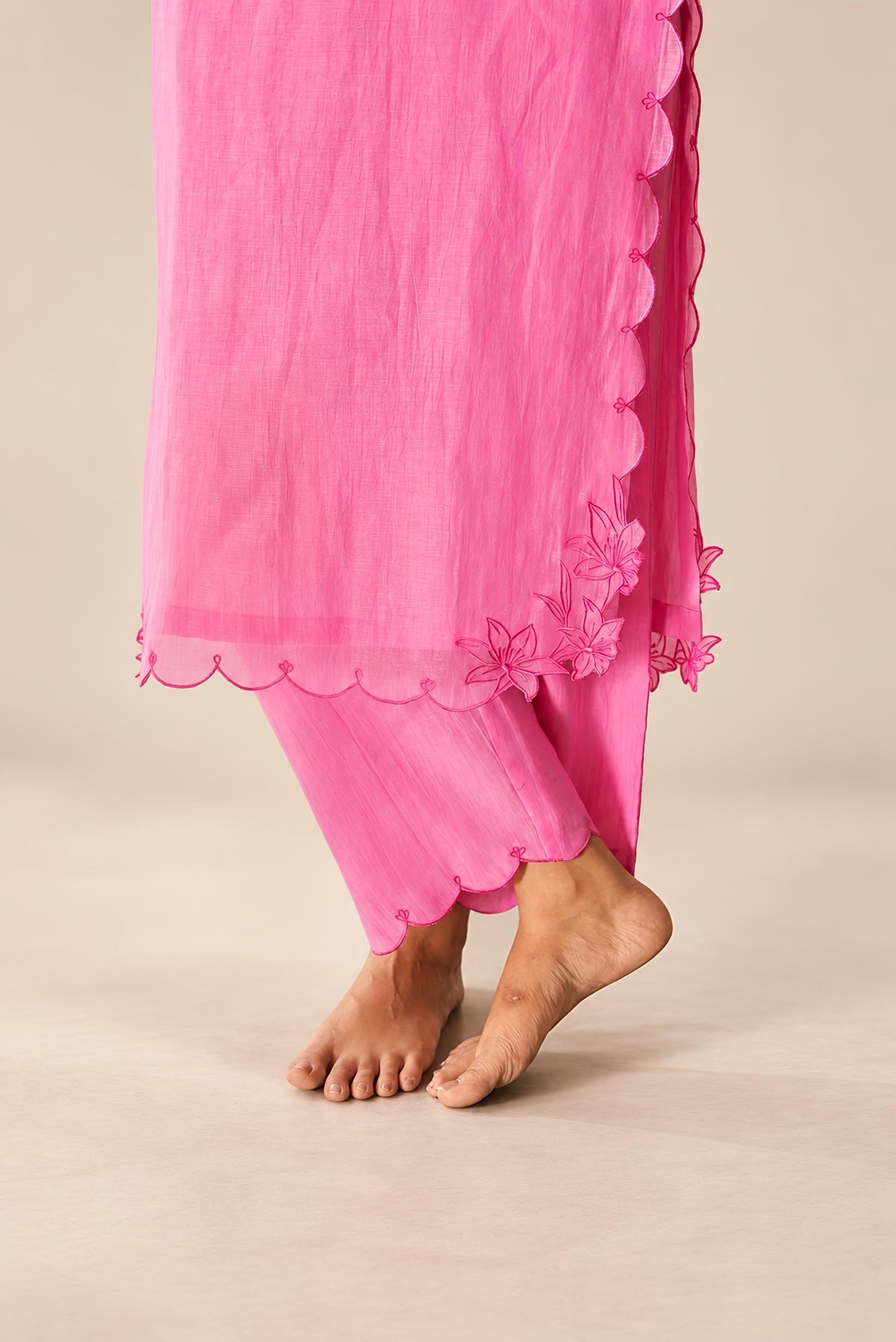 Pink Mishri Chanderi Kurta Set