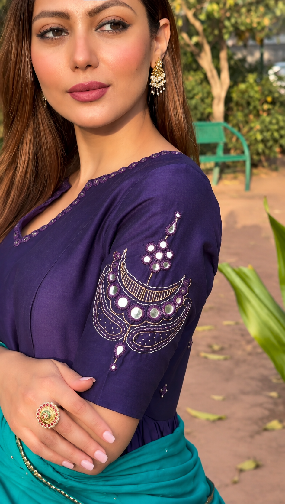 Purple Anarkali Suit Set