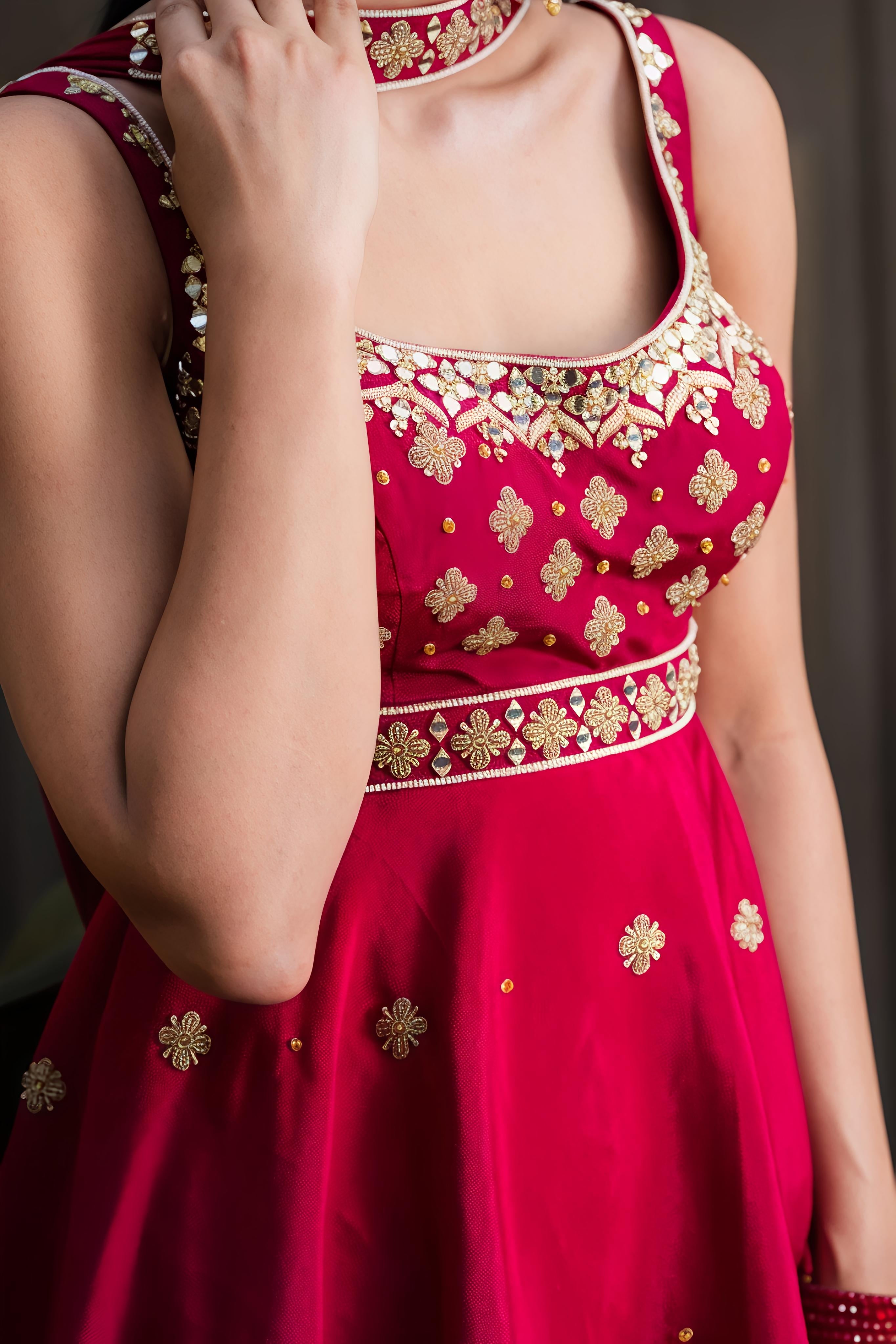 Maroon Embroidered Sharara Set