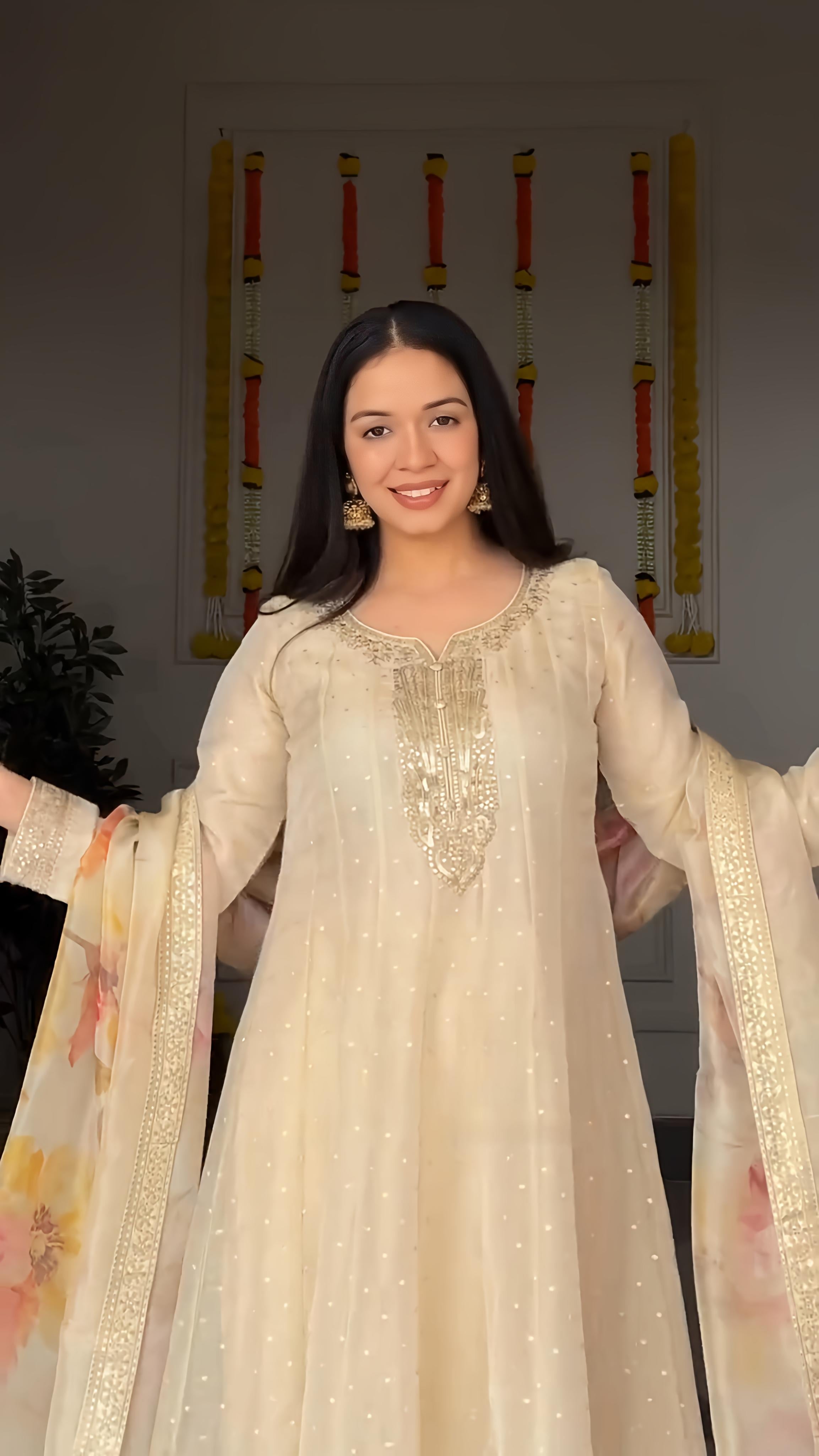 Off-White Anarkali Suit Set