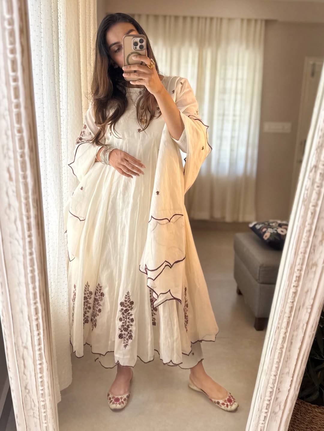 Ivory Bloom Anarkali Set