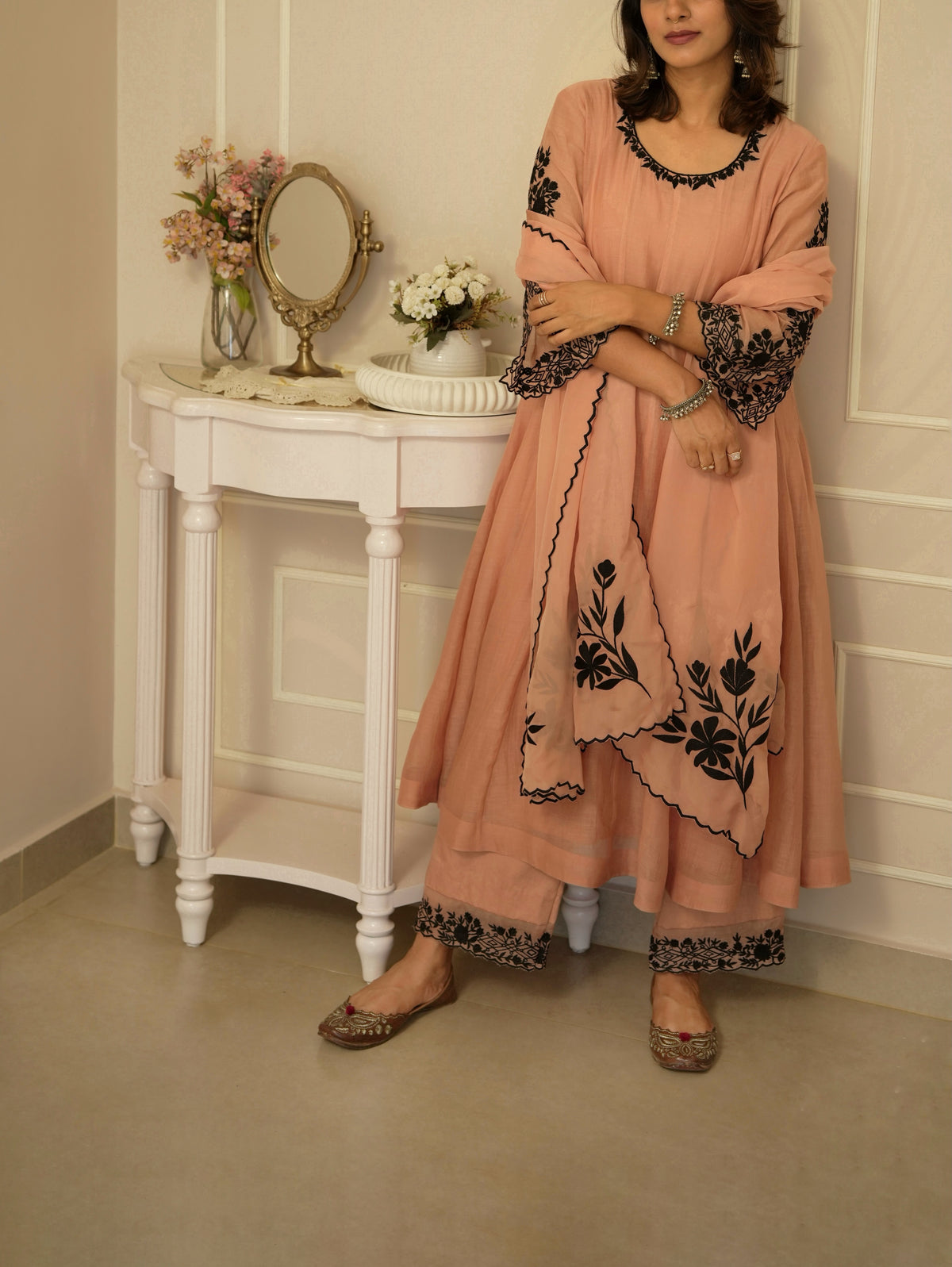 Aarohi Peach Anarkali Set