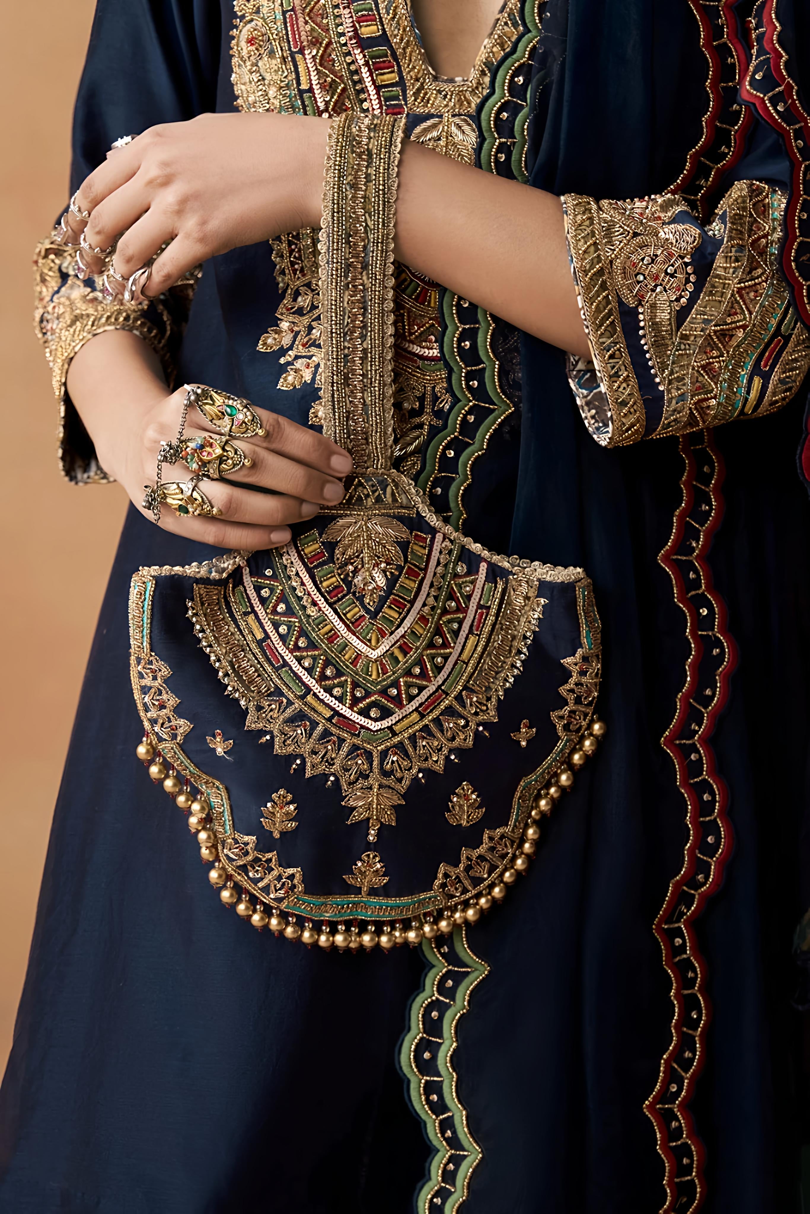 Navy Blue Roman Silk Salwar Suit
