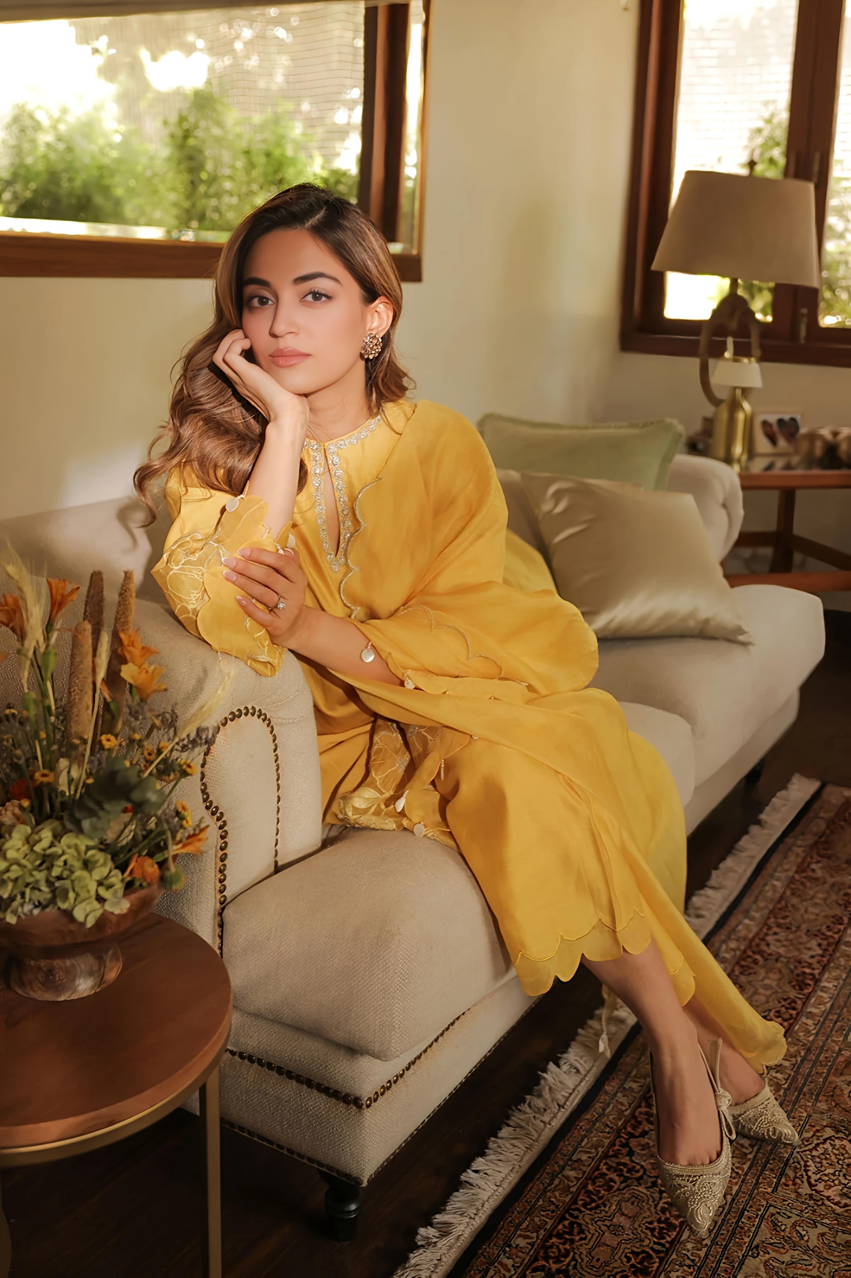 Mustard Yellow Embroidered Kurta Set