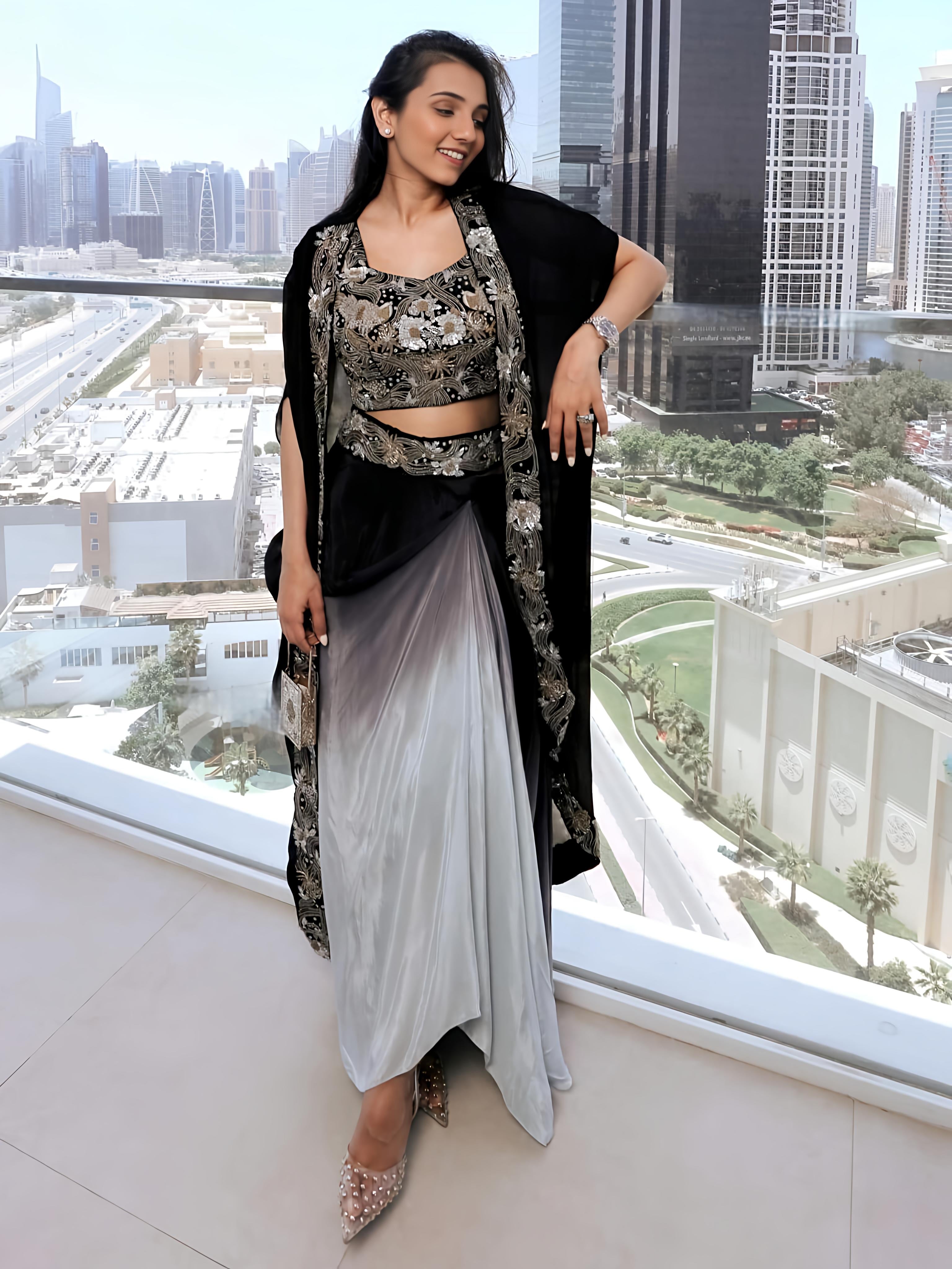 Black Ombre Cape Set