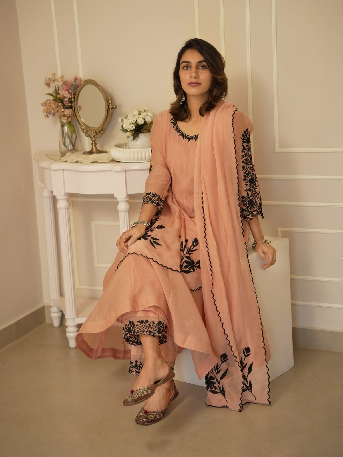 Aarohi Peach Anarkali Set