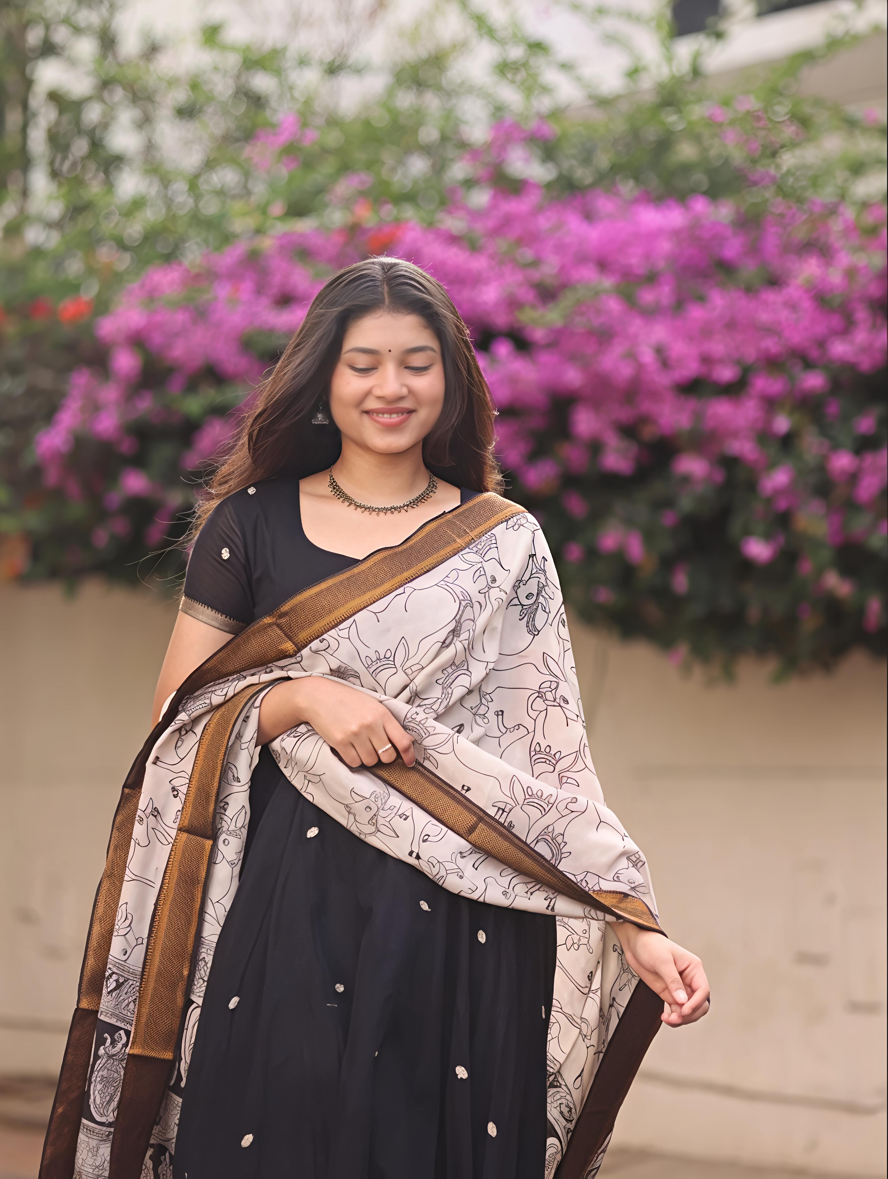 Vedha Narayanpet Kalamkari Anarkali Set