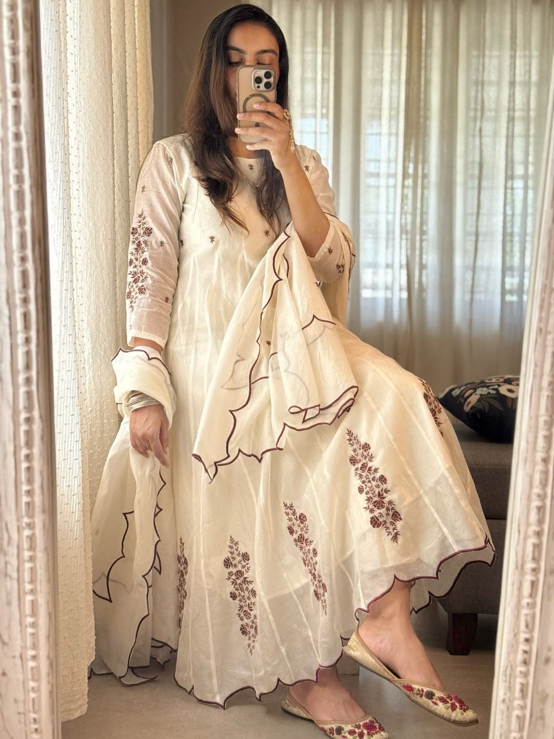 Ivory Bloom Anarkali Set