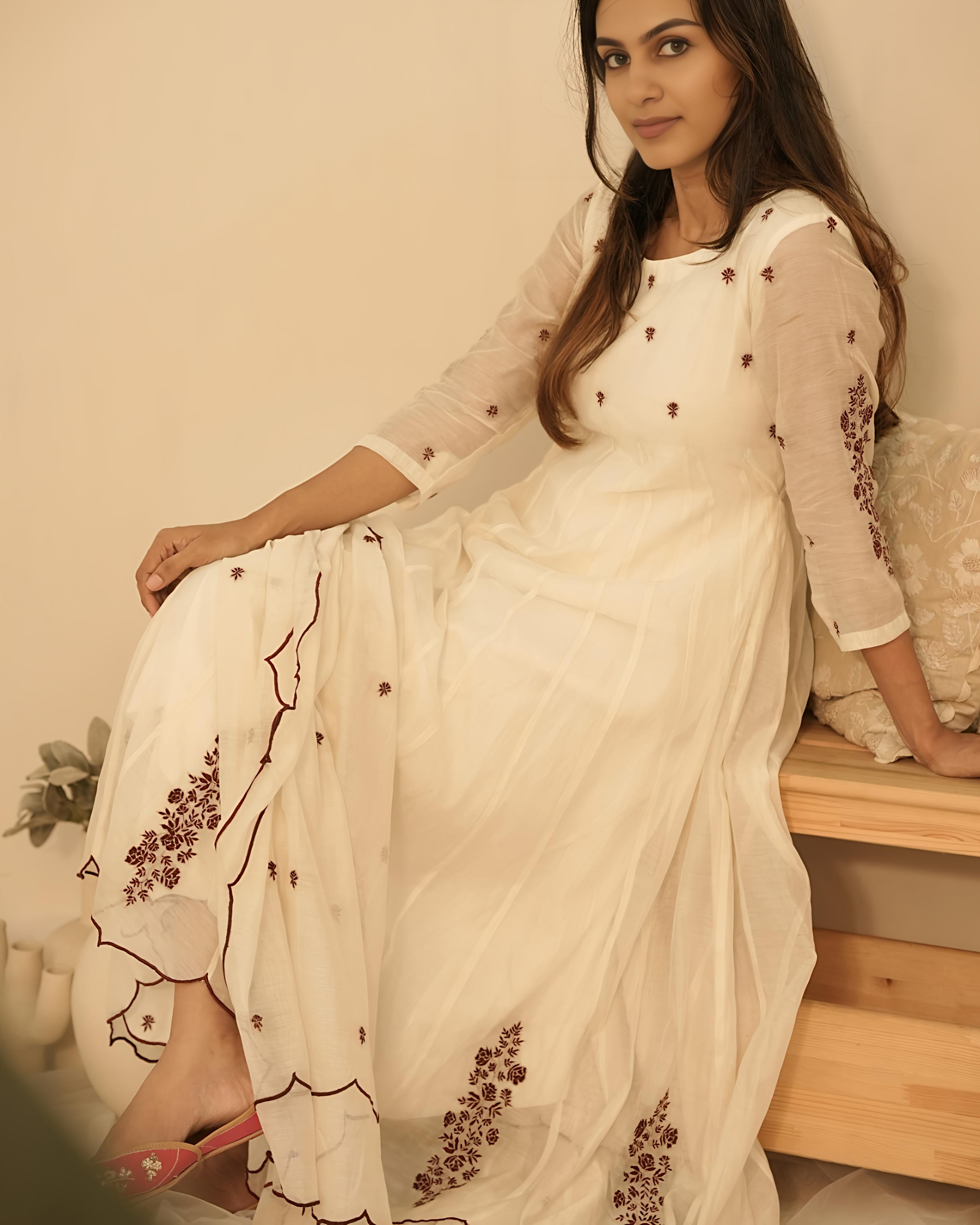 Off-White Bloom Anarkali Set