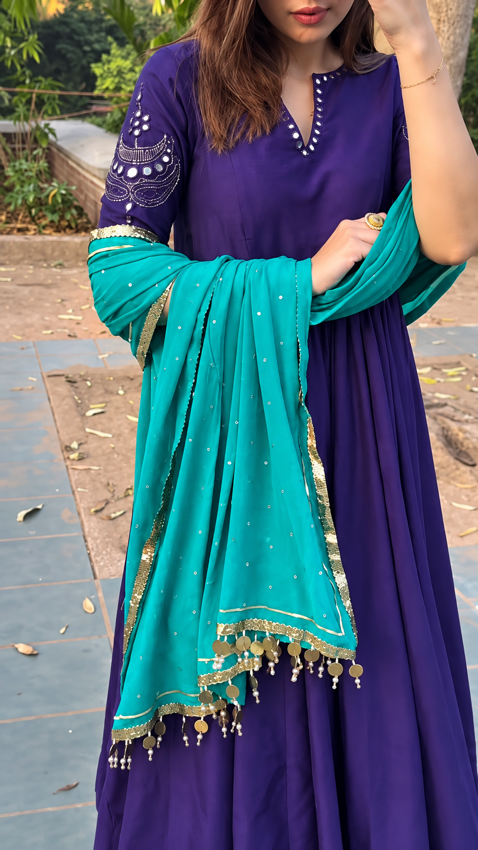 Purple Anarkali Suit Set
