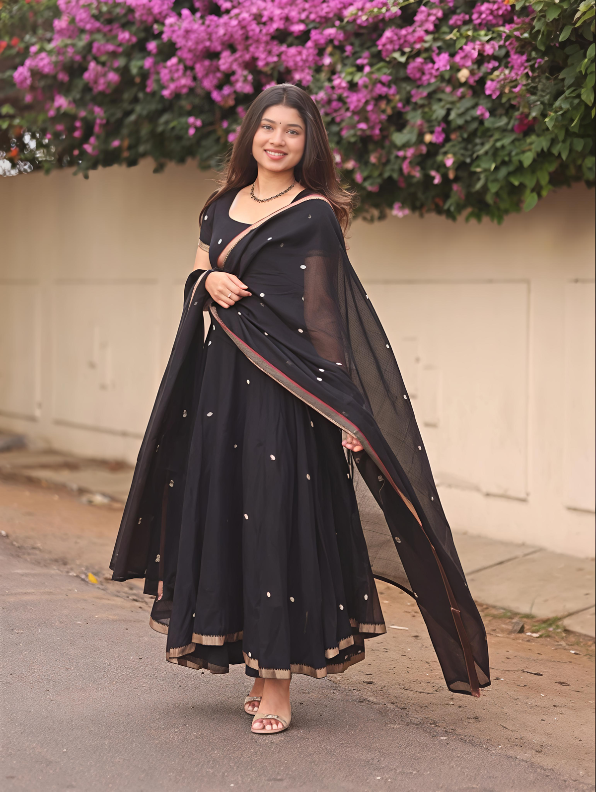 Vedha Narayanpet Black Anarkali Set