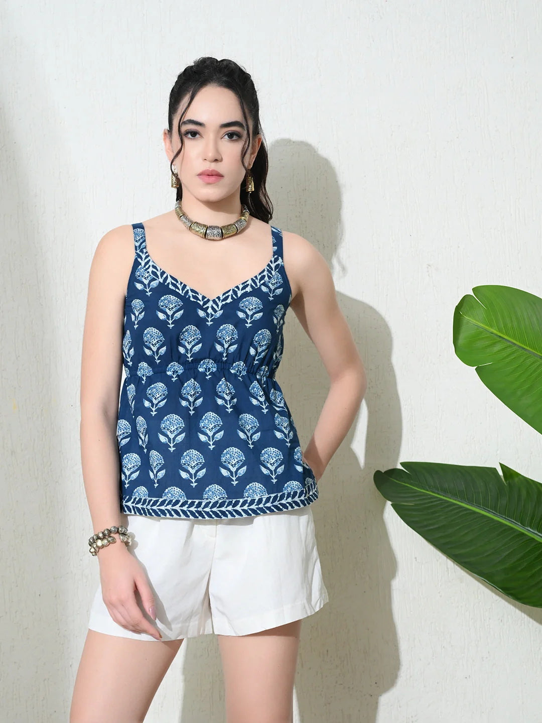 Kaashi Neel Blue Peplum Top