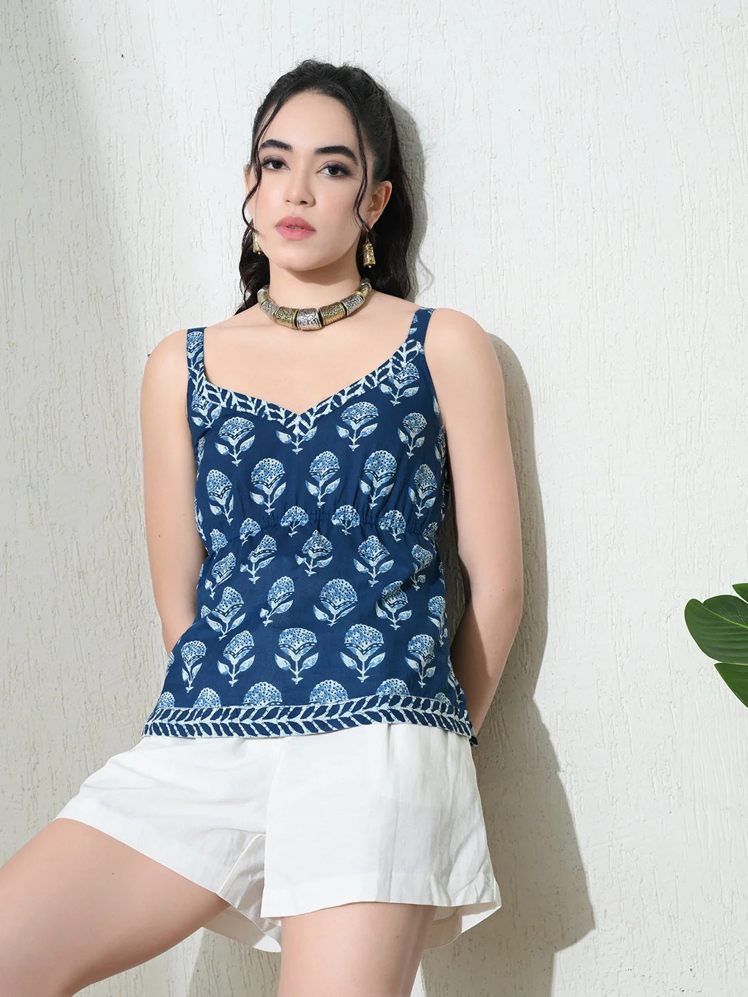 Kaashi Neel Blue Peplum Top