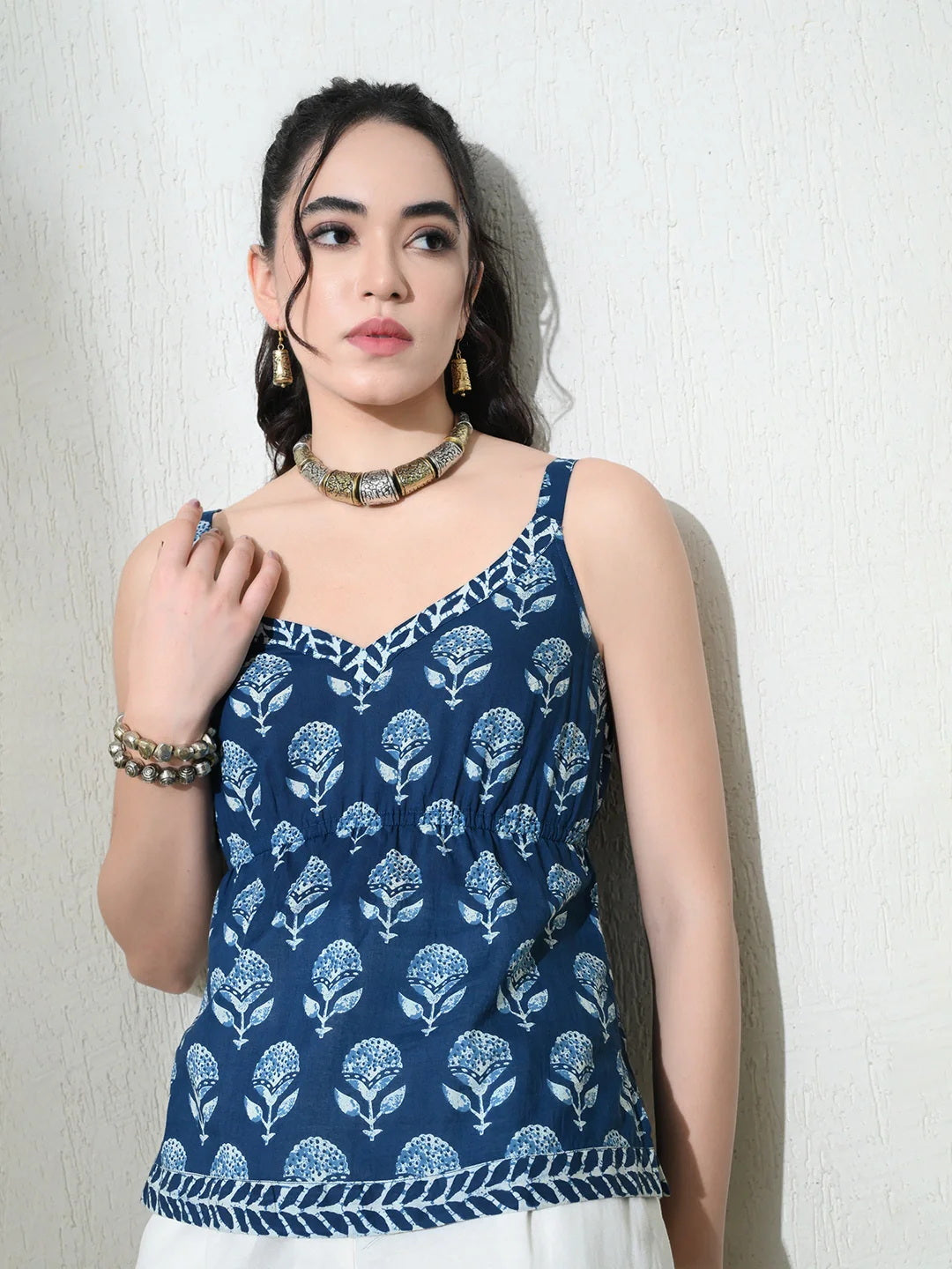 Kaashi Neel Blue Peplum Top