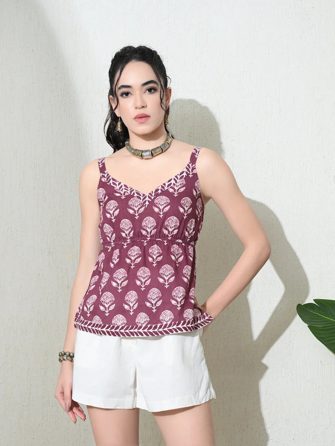 Kaashi Neel Purple Peplum Top