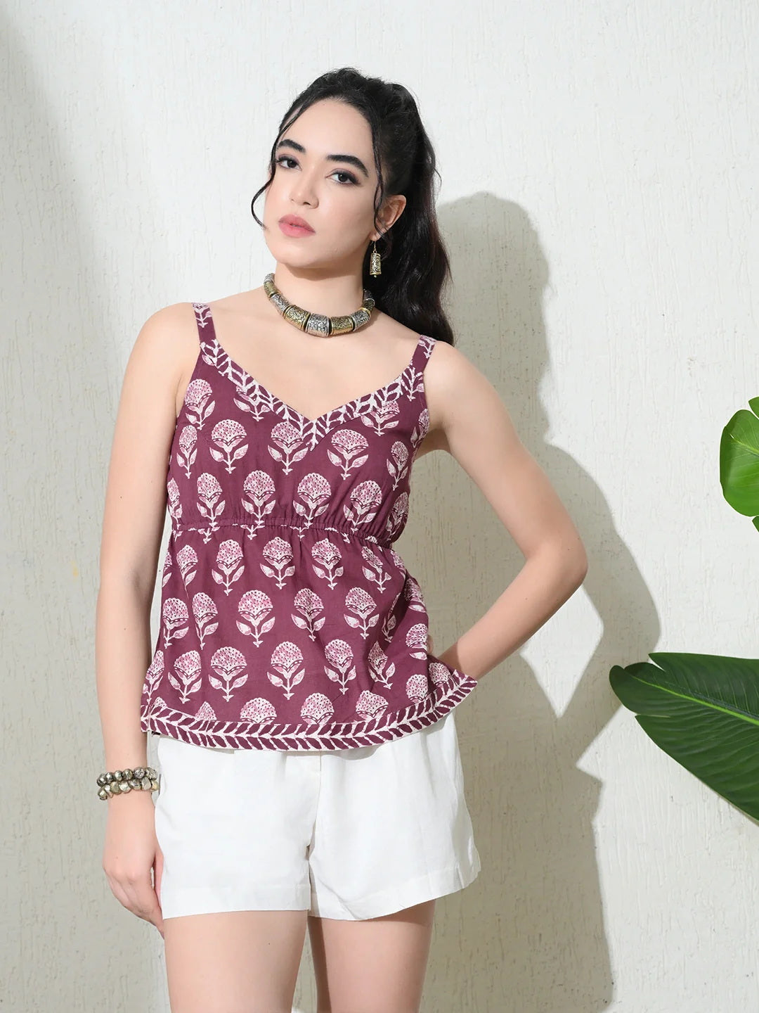 Kaashi Neel Purple Peplum Top