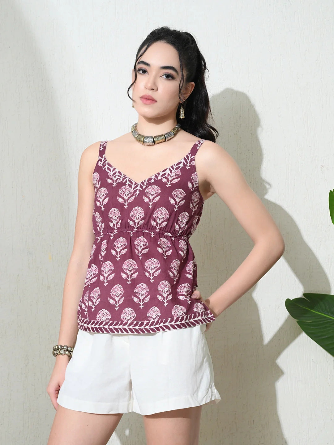 Kaashi Neel Purple Peplum Top