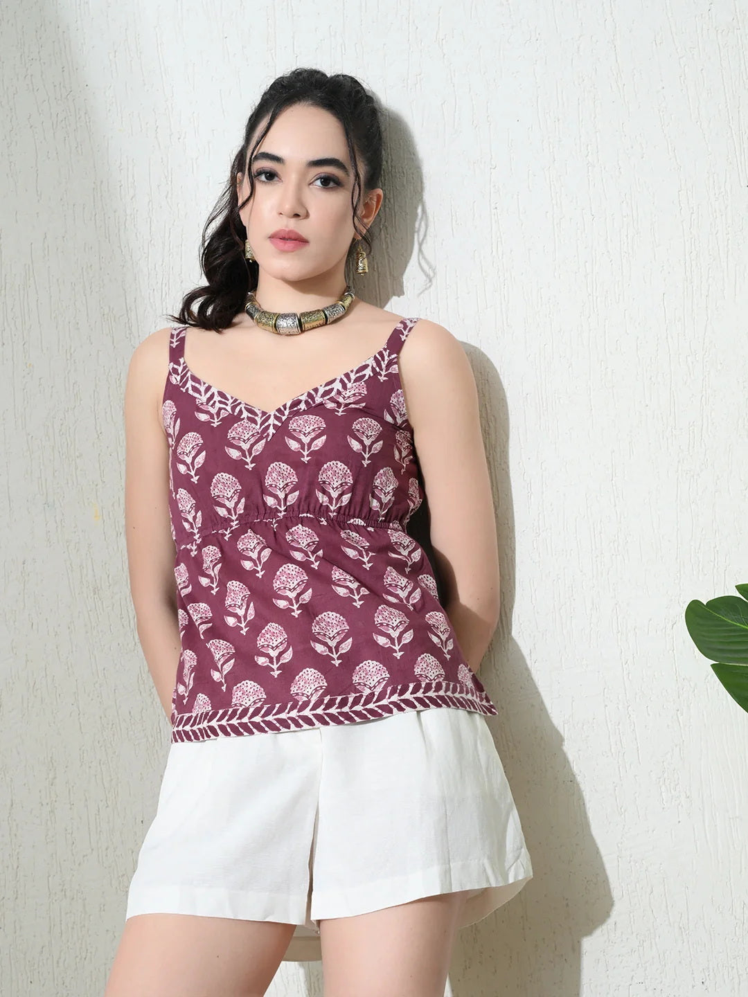 Kaashi Neel Purple Peplum Top