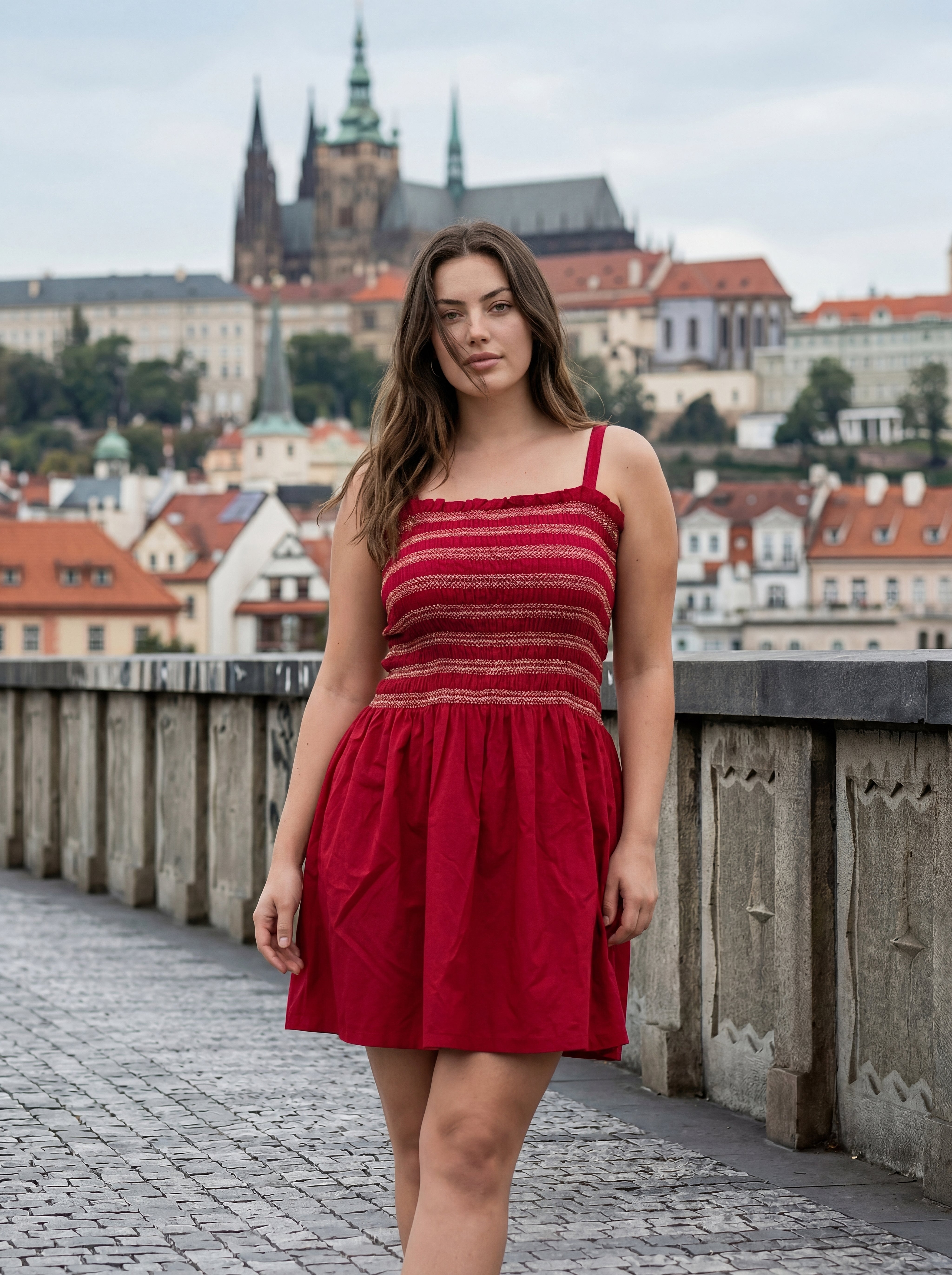 Pink Gajari Soft Rayon Slub Mini Dress