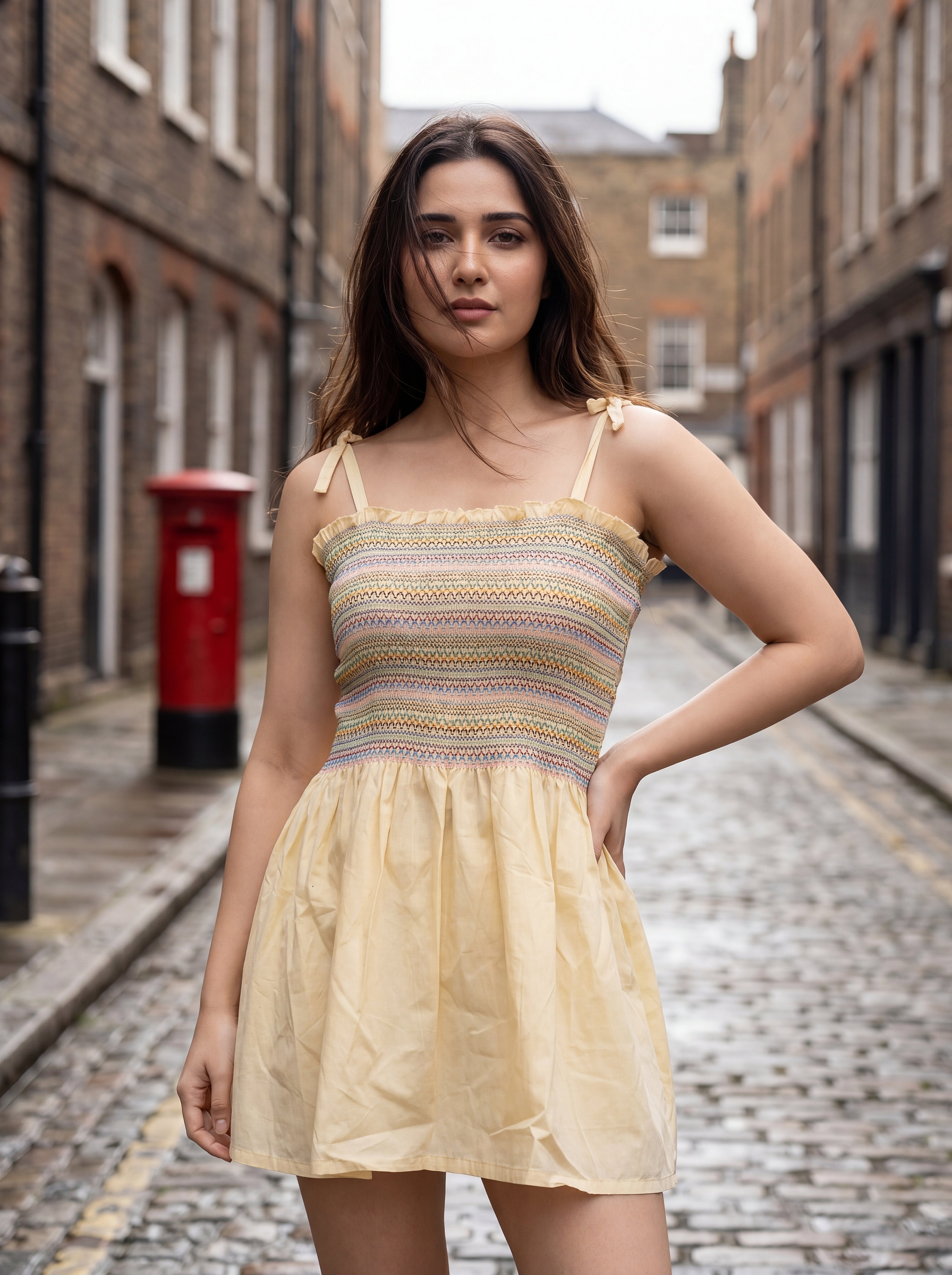 Off White Soft Rayon Slub Mini Dress
