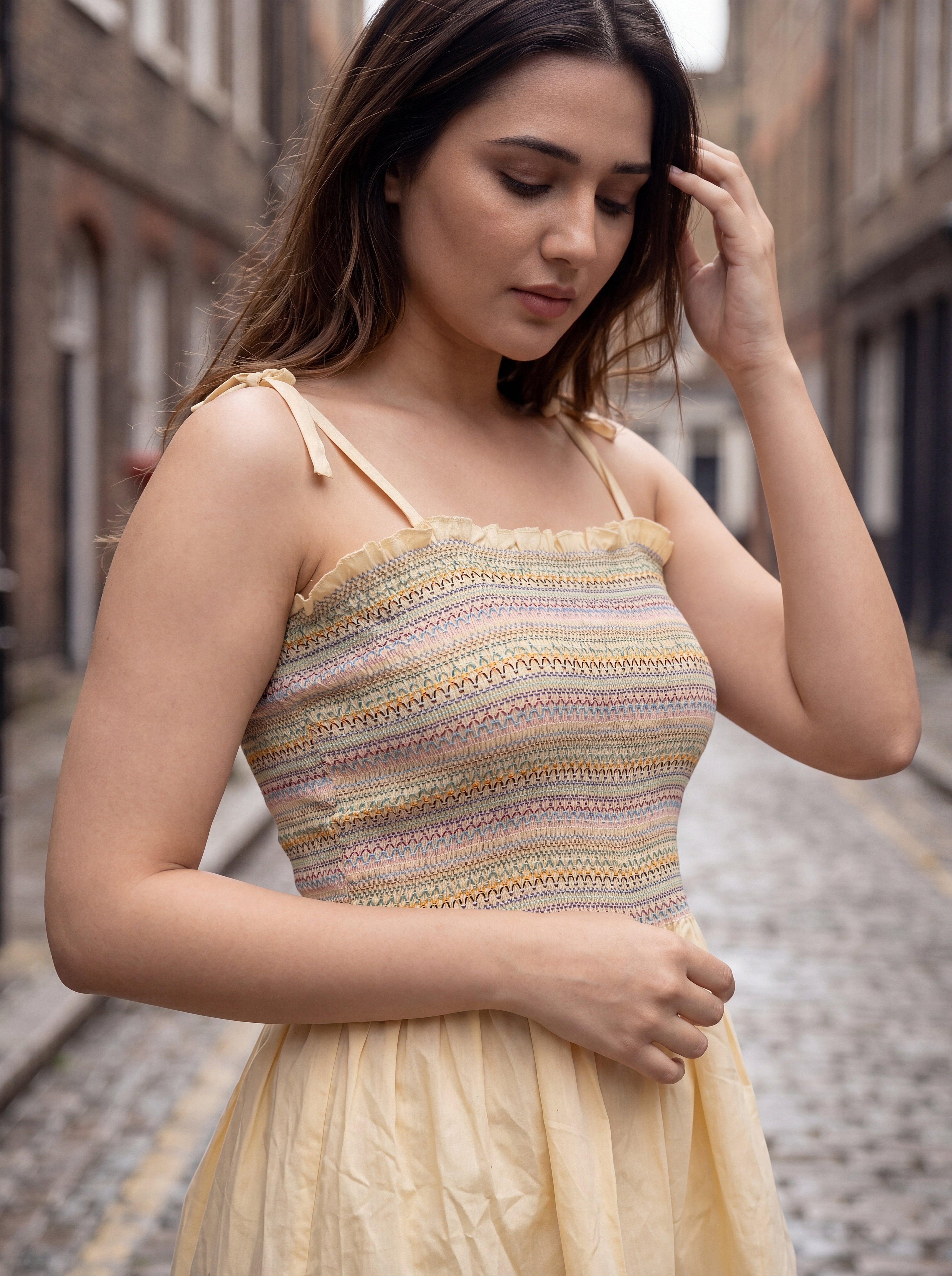 Off White Soft Rayon Slub Mini Dress