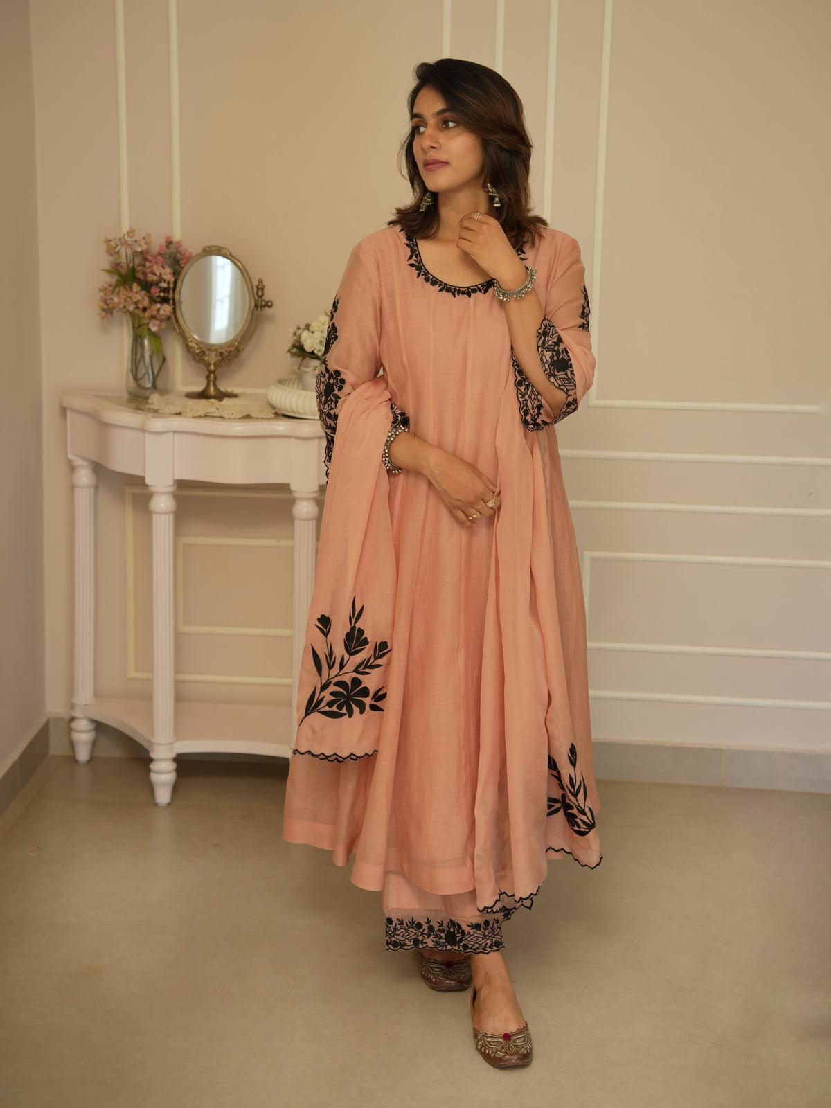 Aarohi Peach Anarkali Set