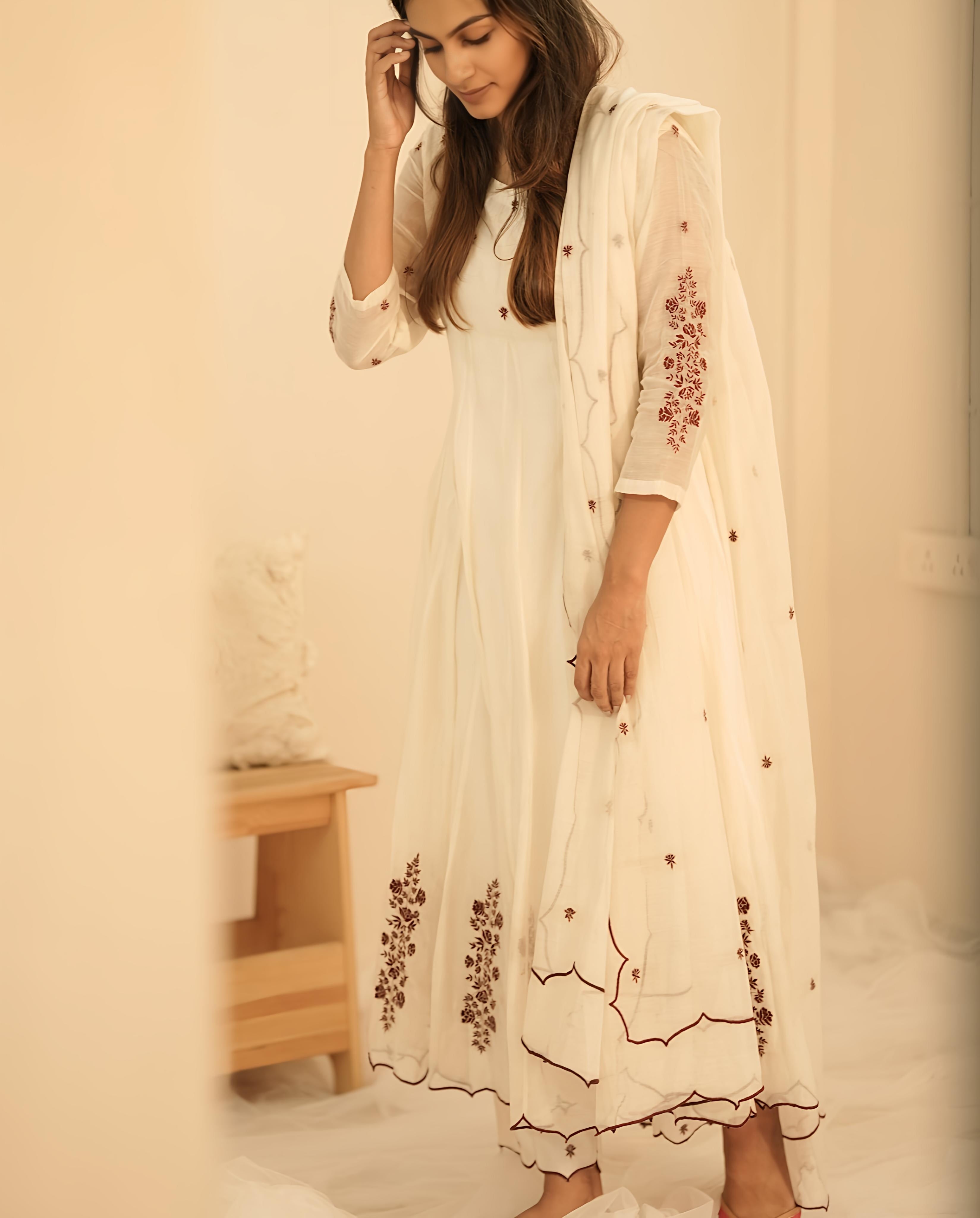 Off-White Bloom Anarkali Set