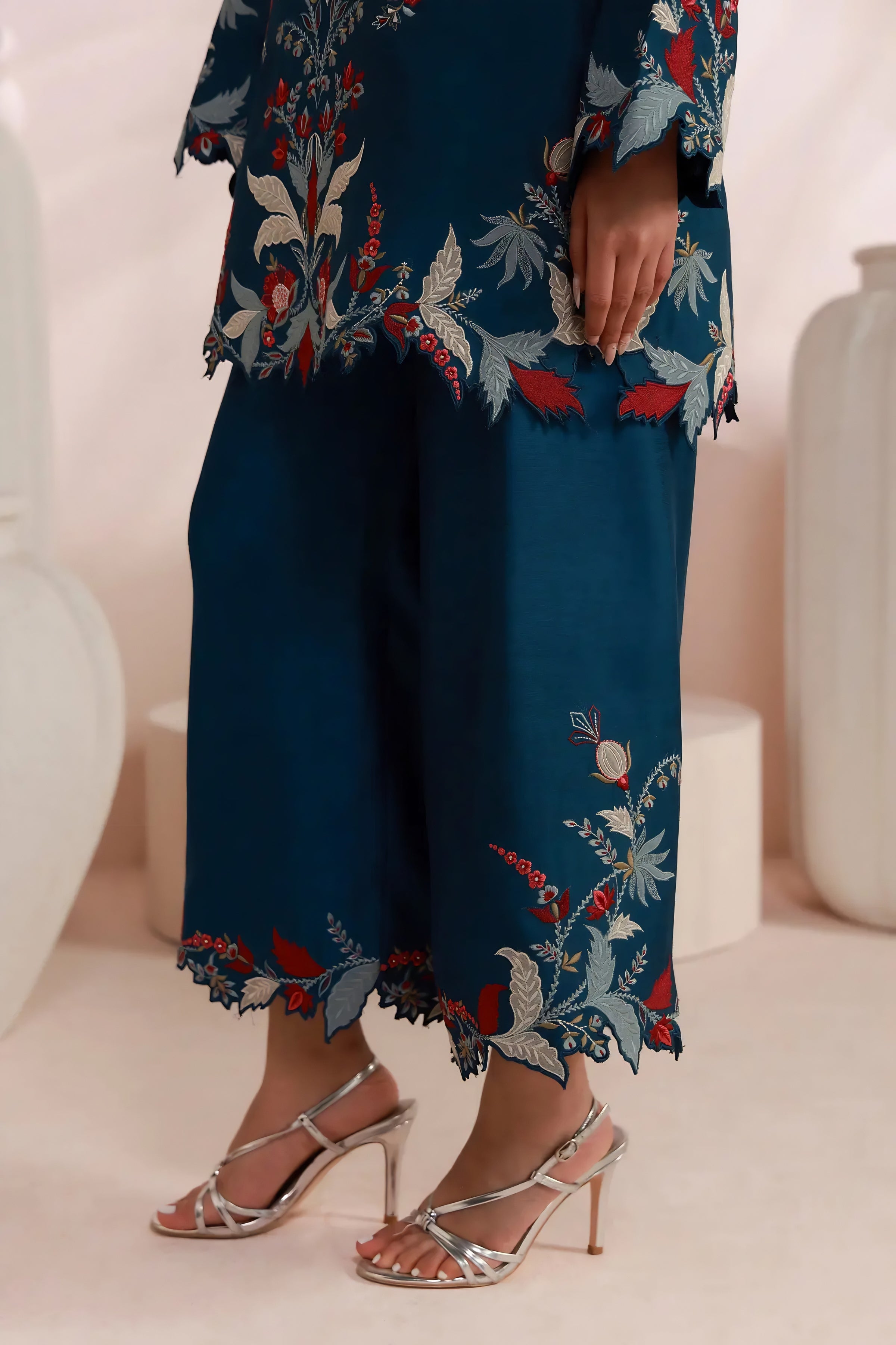 Zein Embroidered Silk Co-Ord Set