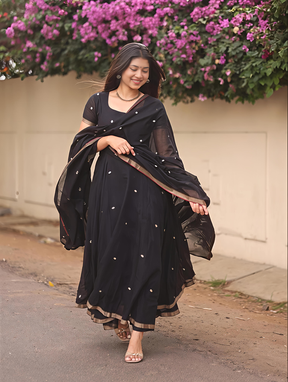 Vedha Narayanpet Black Anarkali Set