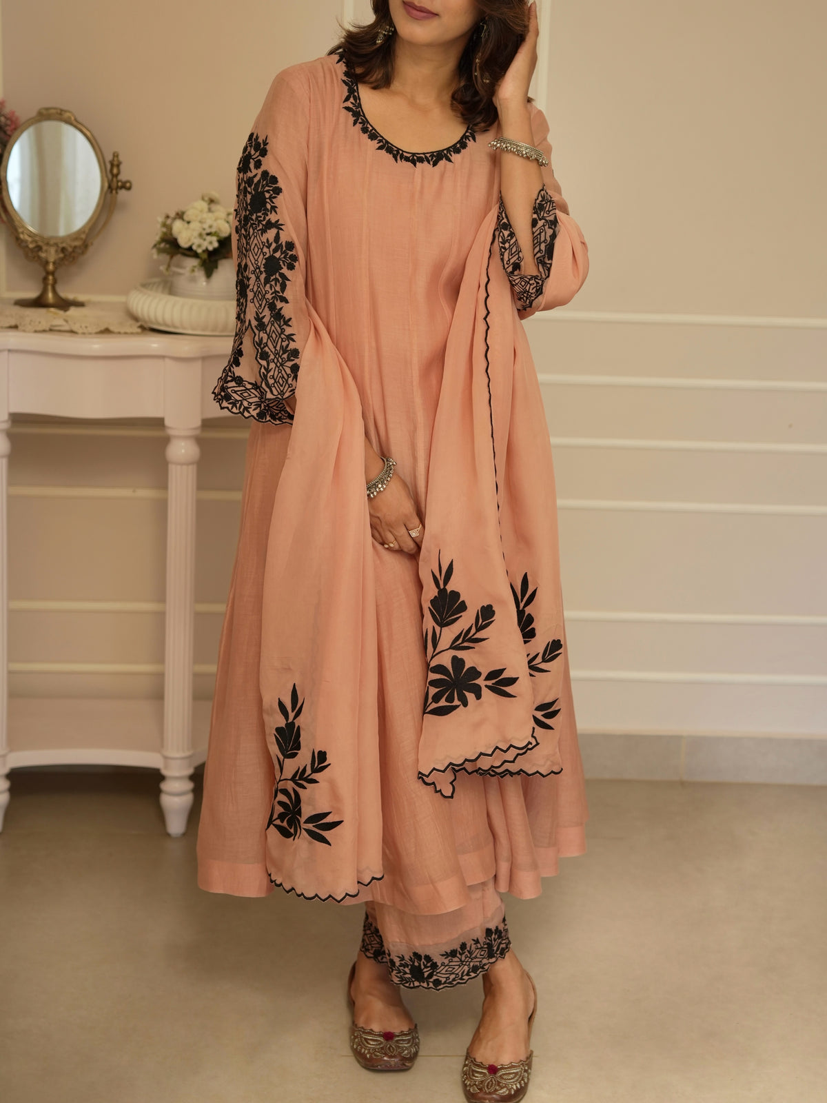 Aarohi Peach Anarkali Set