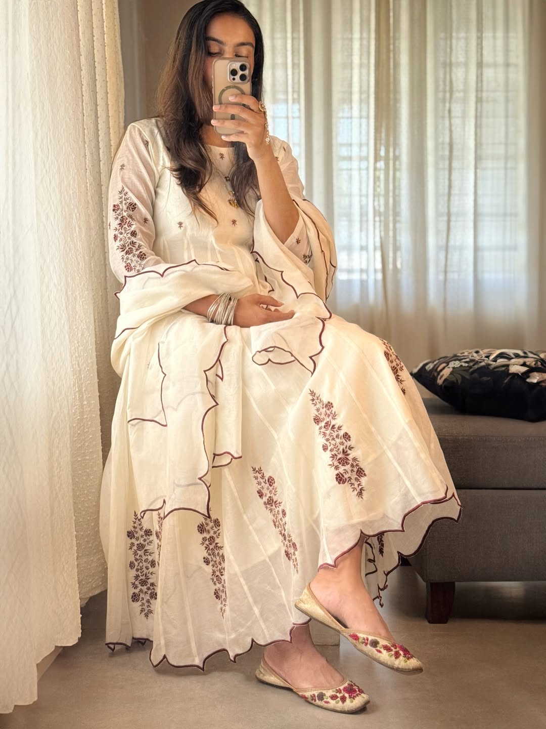 Ivory Bloom Anarkali Set