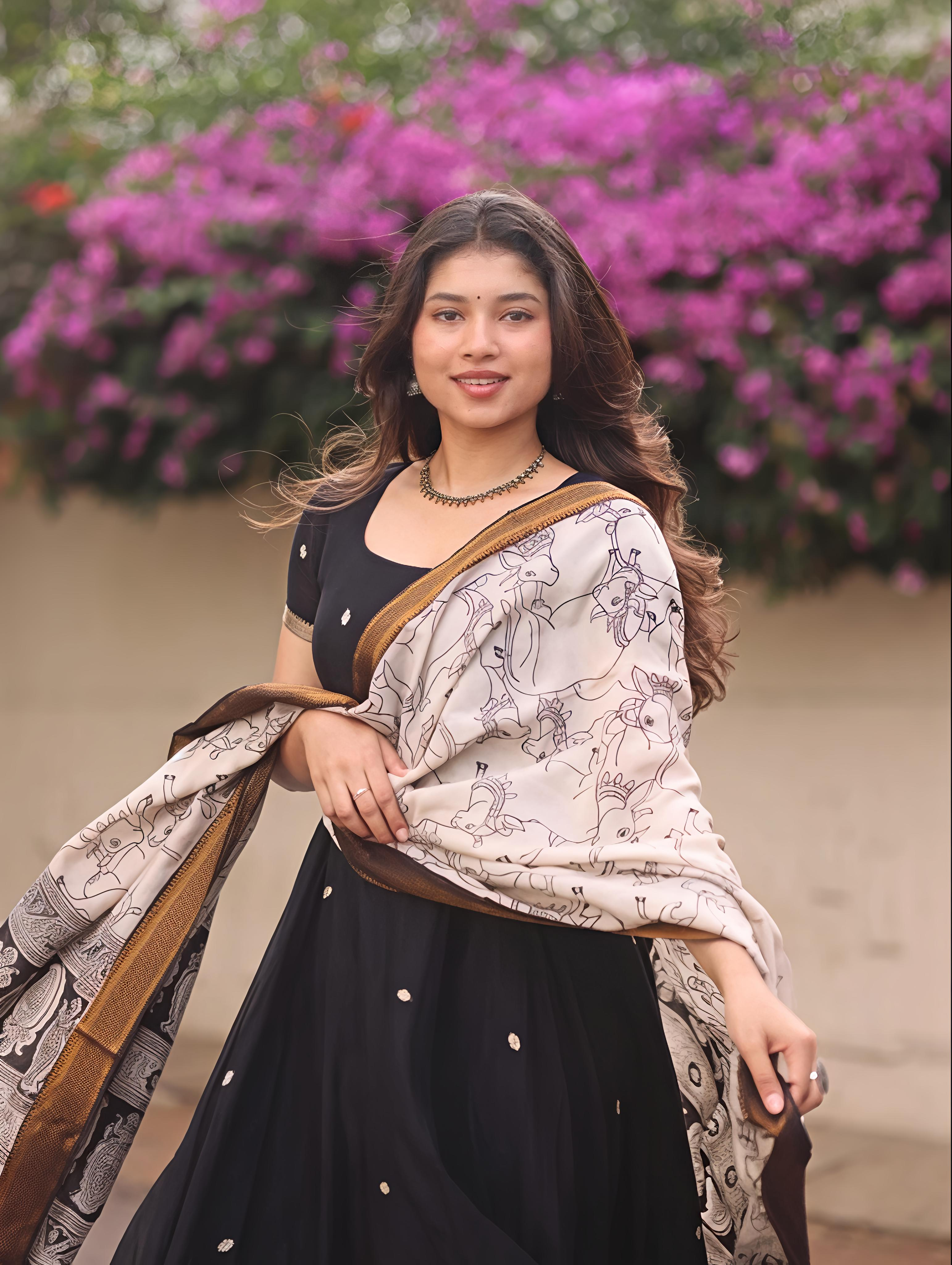 Vedha Narayanpet Kalamkari Anarkali Set