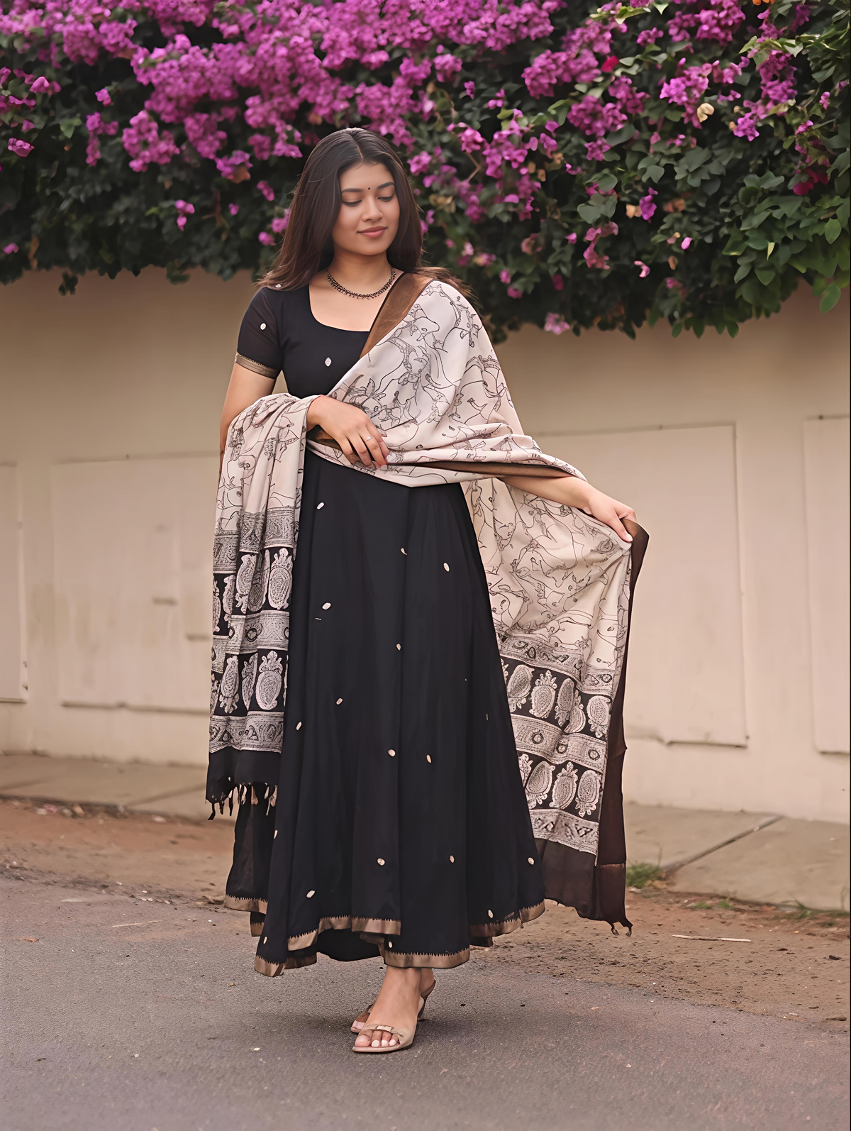 Vedha Narayanpet Kalamkari Anarkali Set
