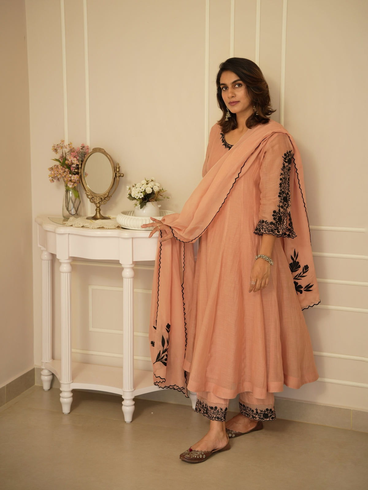 Aarohi Peach Anarkali Set