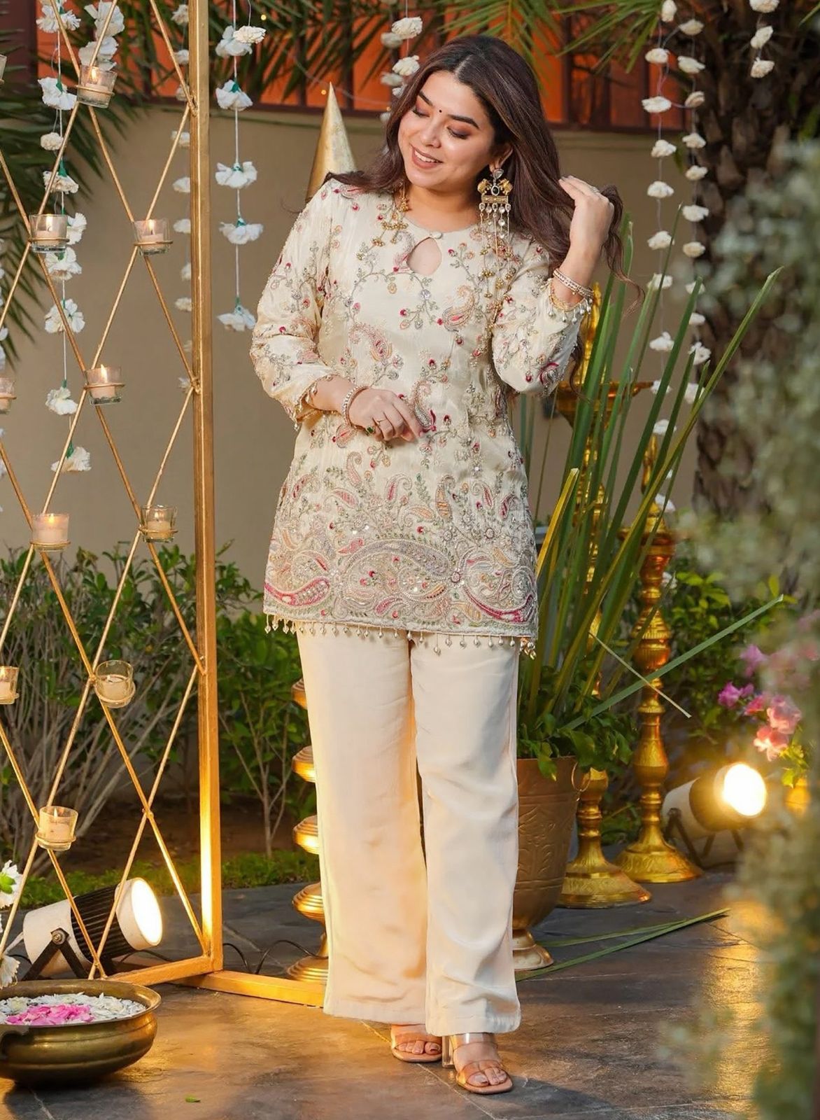 Embroidered French Crepe Co-Ord Set