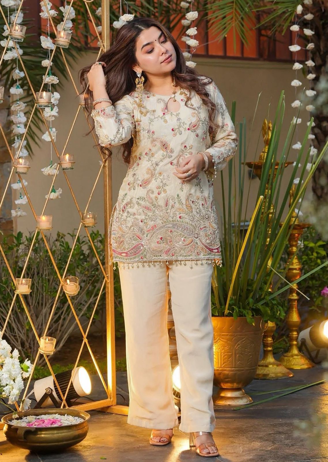 Embroidered French Crepe Co-Ord Set
