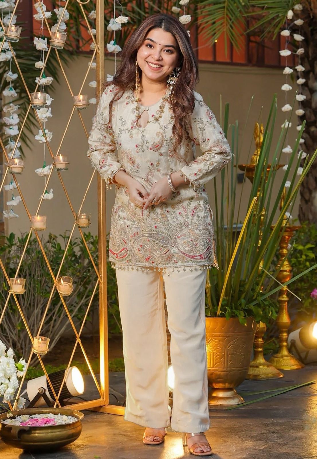 Embroidered French Crepe Co-Ord Set