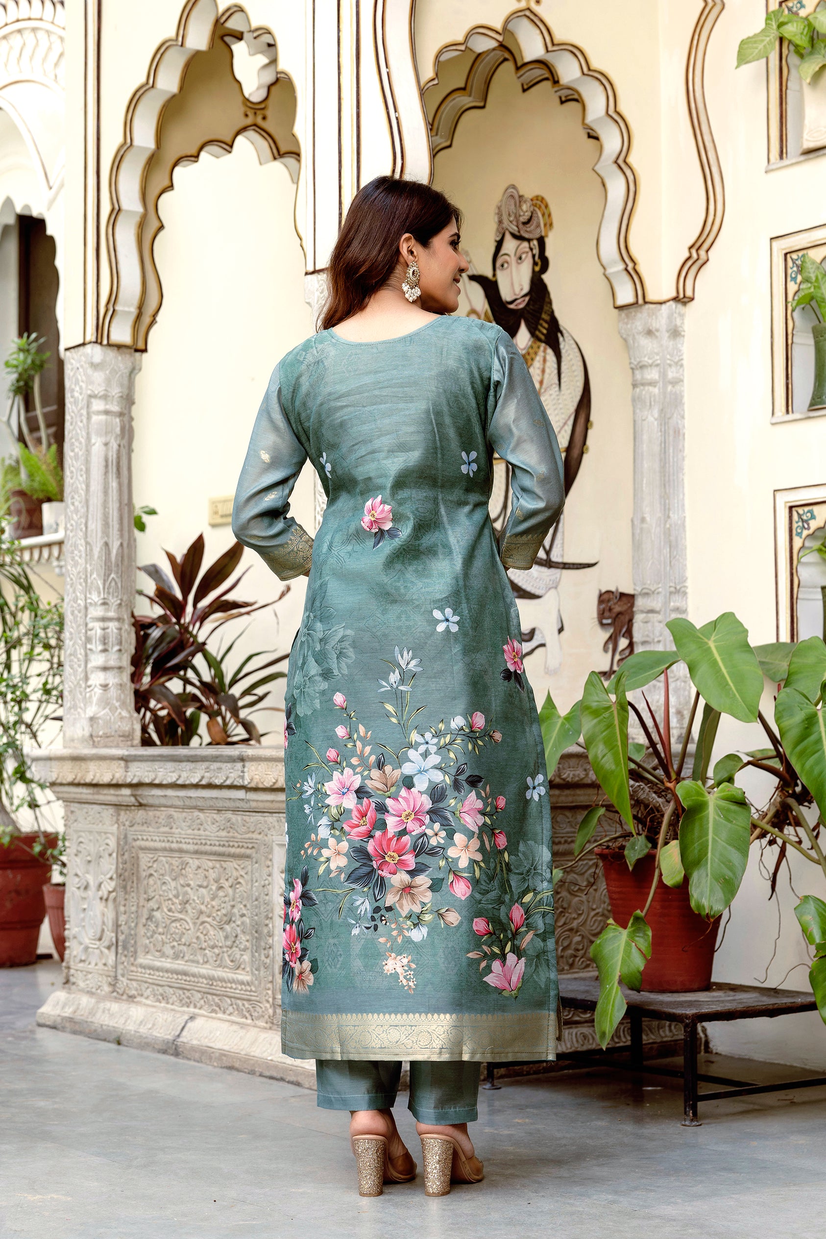 Grey Chanderi Cotton Kurta Set