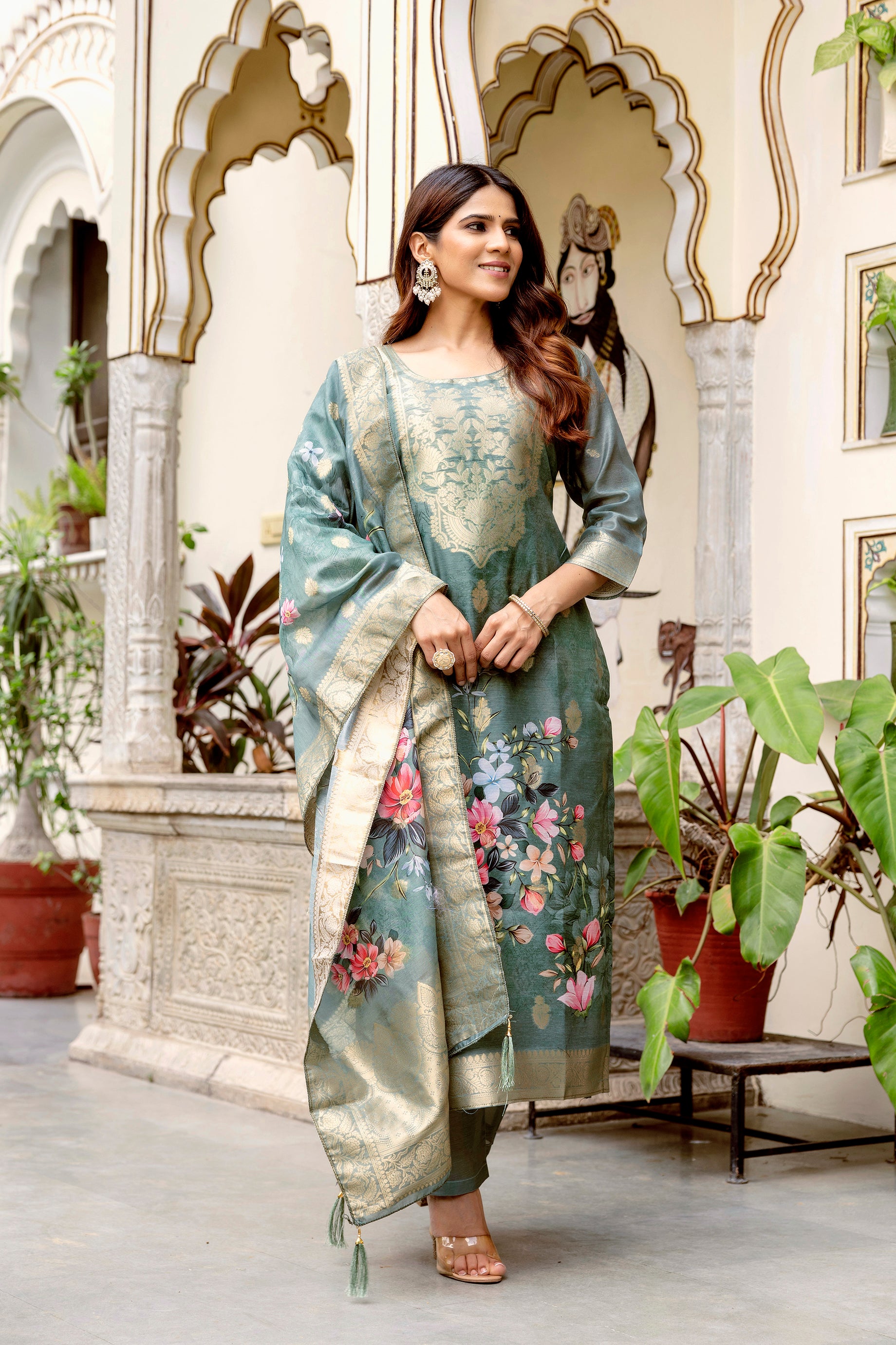Grey Chanderi Cotton Kurta Set