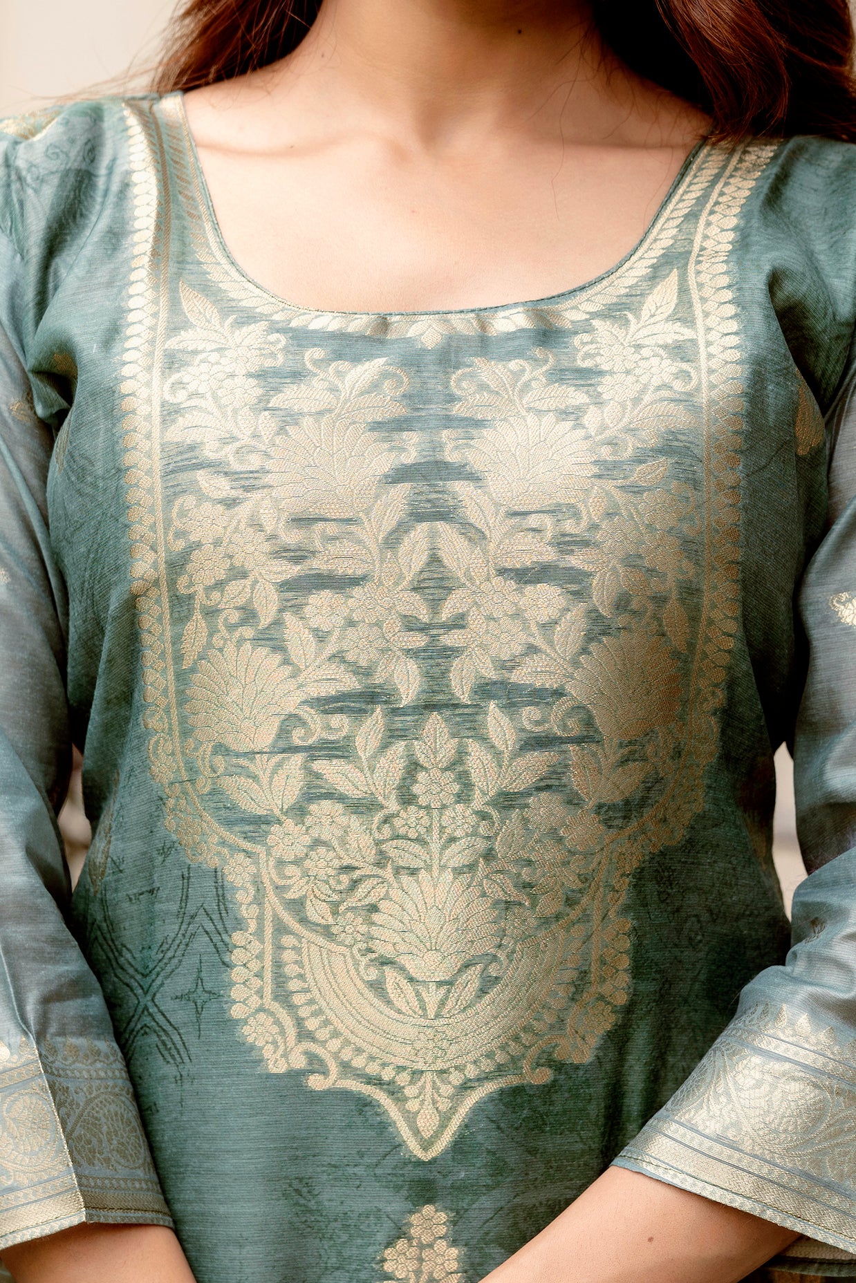 Grey Chanderi Cotton Kurta Set