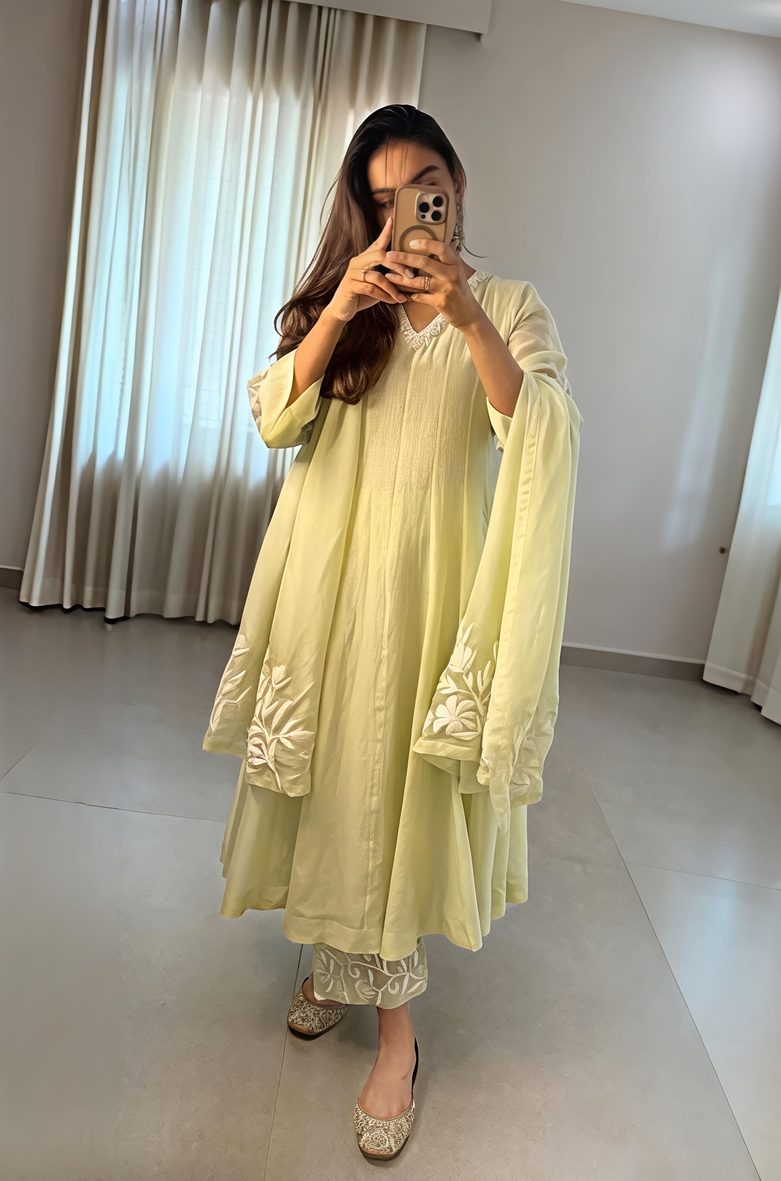 Mint Green Styled In Easy Shapes With Charming Suit